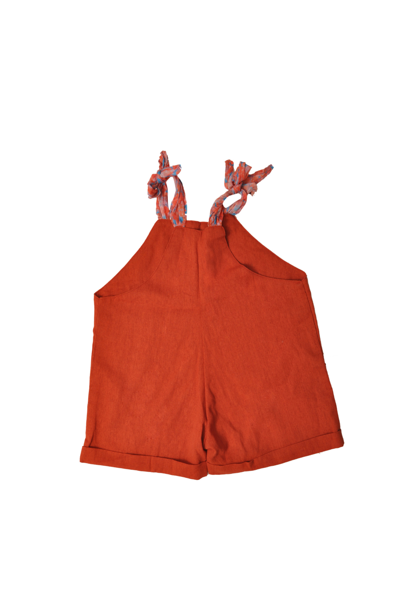 Little Marina Linen Romper Brick Red
