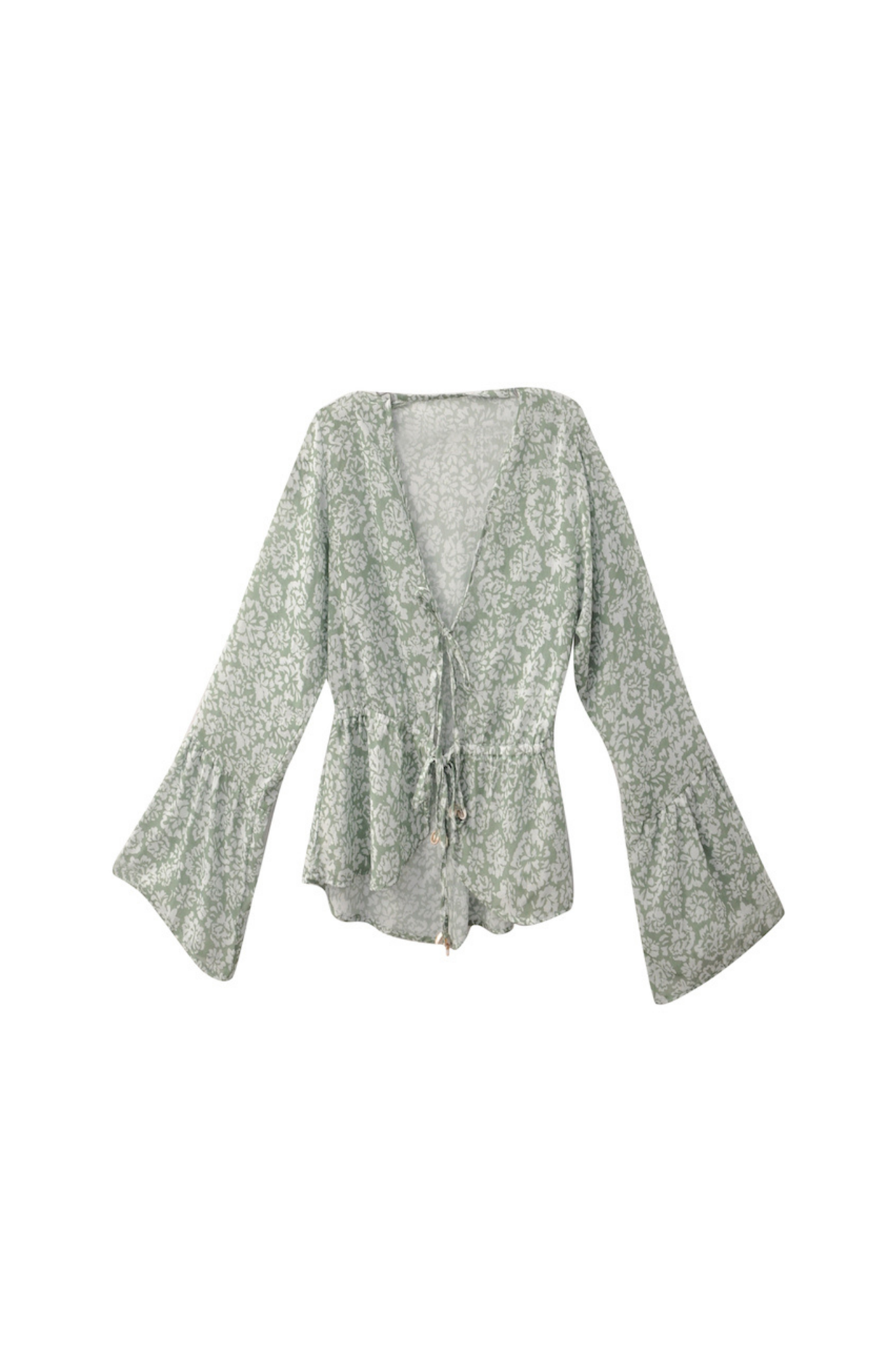 Lucky Lola Chiffon Top in Green Blossom