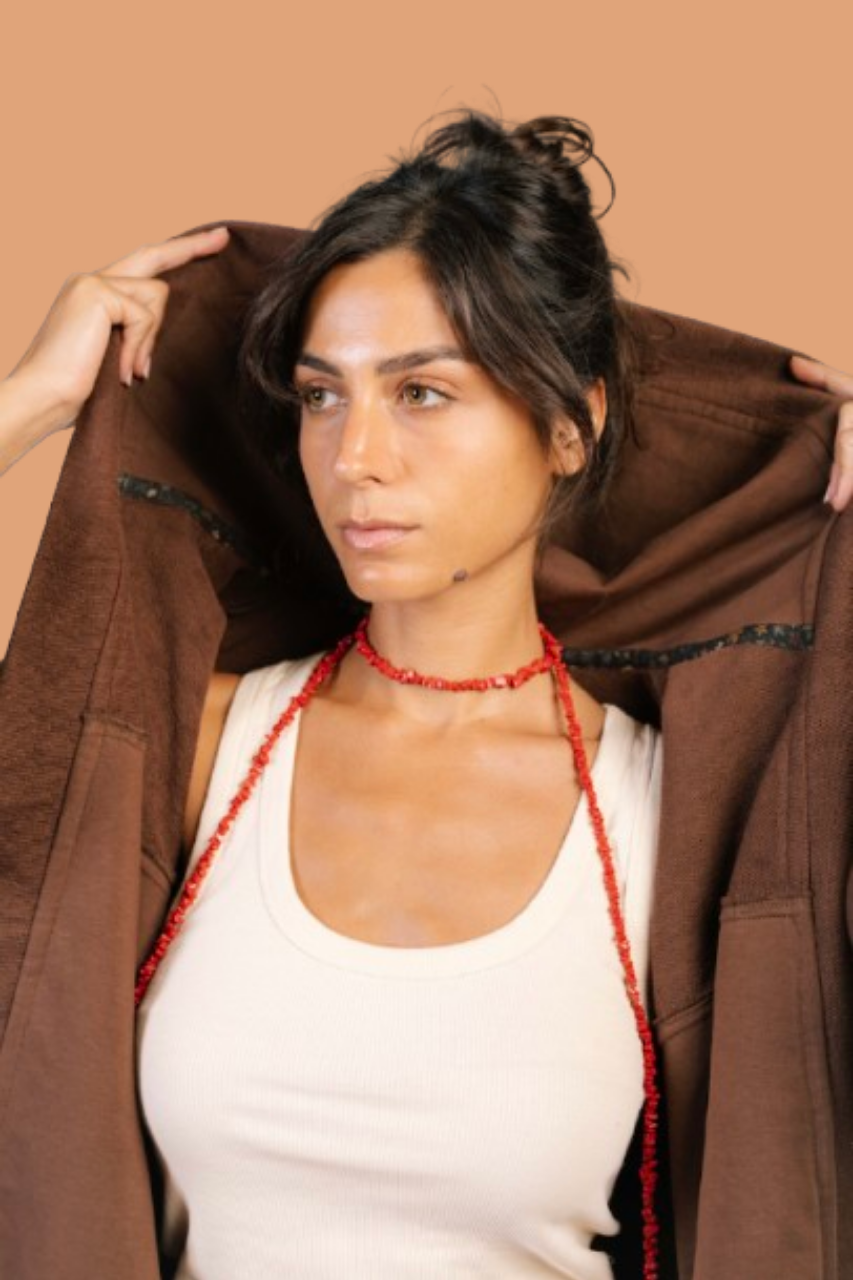 Al Wadi Cardigan in Palm Brown