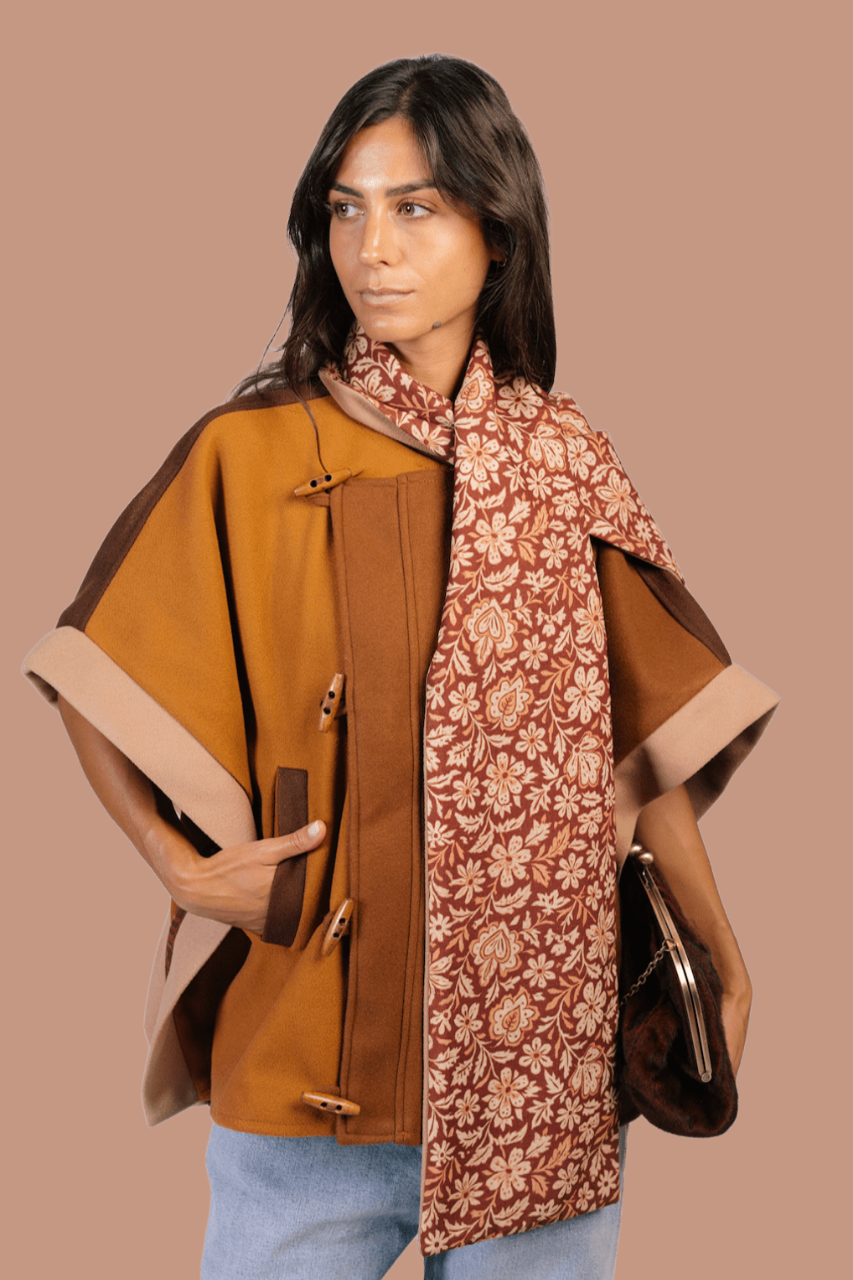 Sukoon Poncho in Saharan Browns