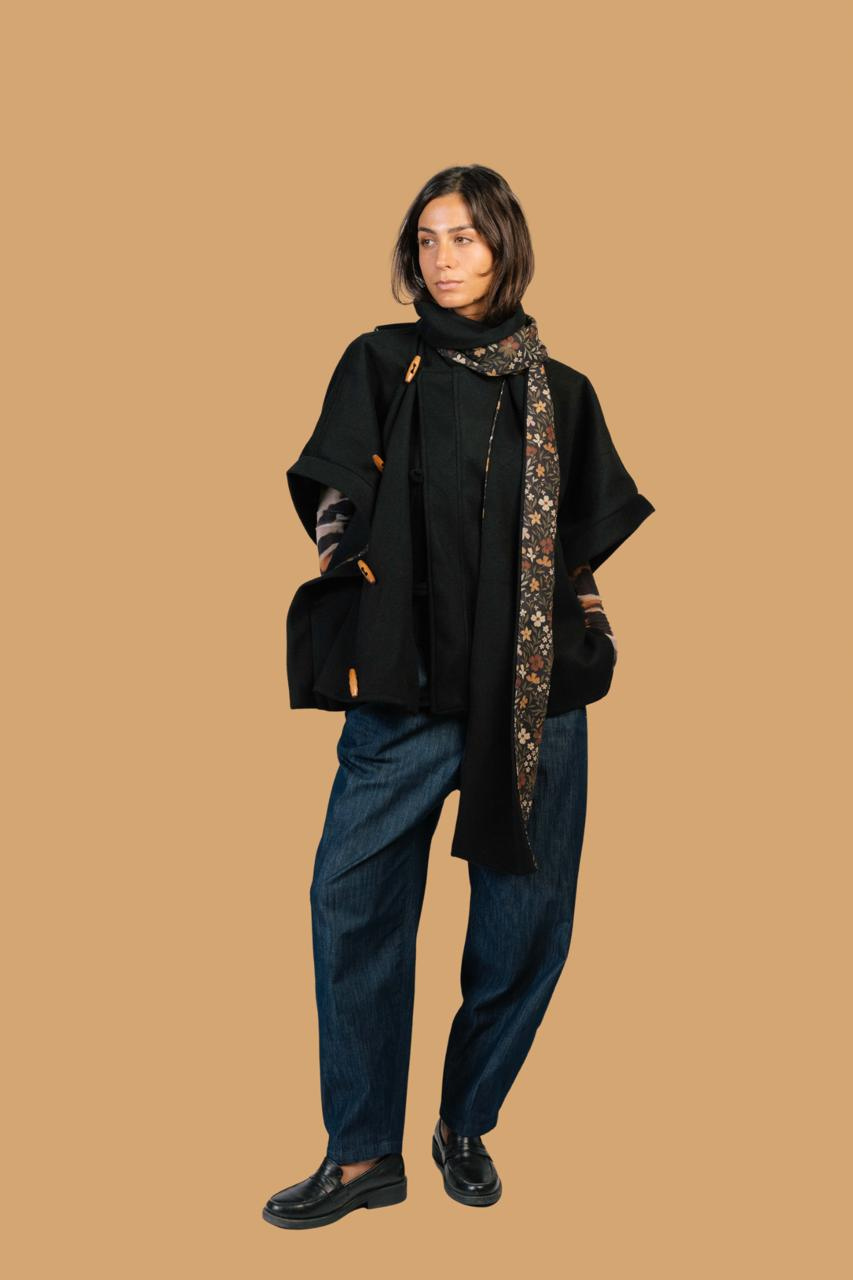 Sukoon Poncho in Charmed Black