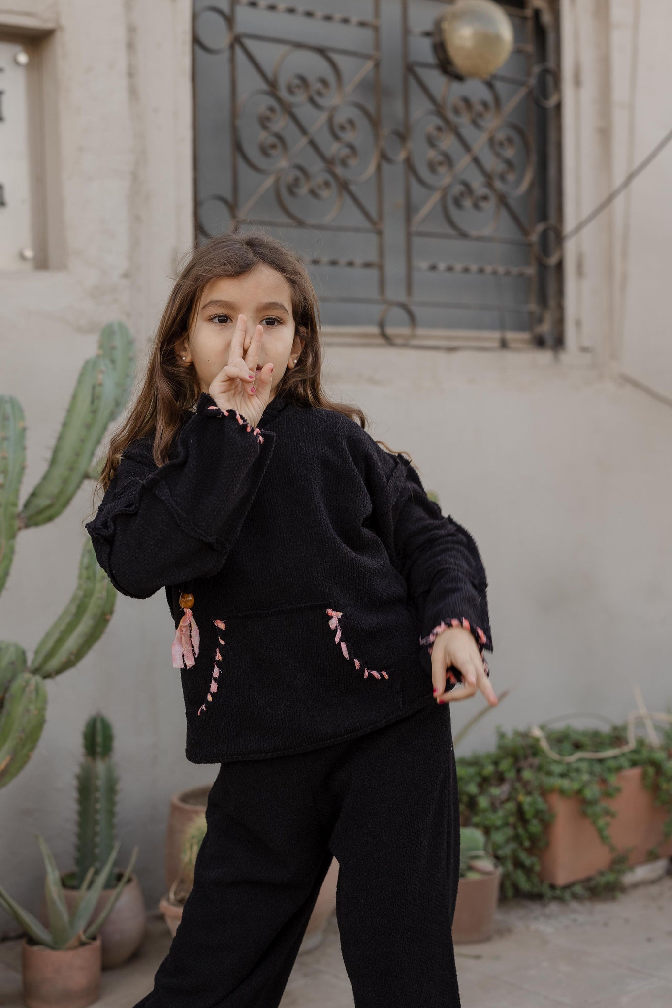 Little Stitched Up Coziness Hoodie in Black