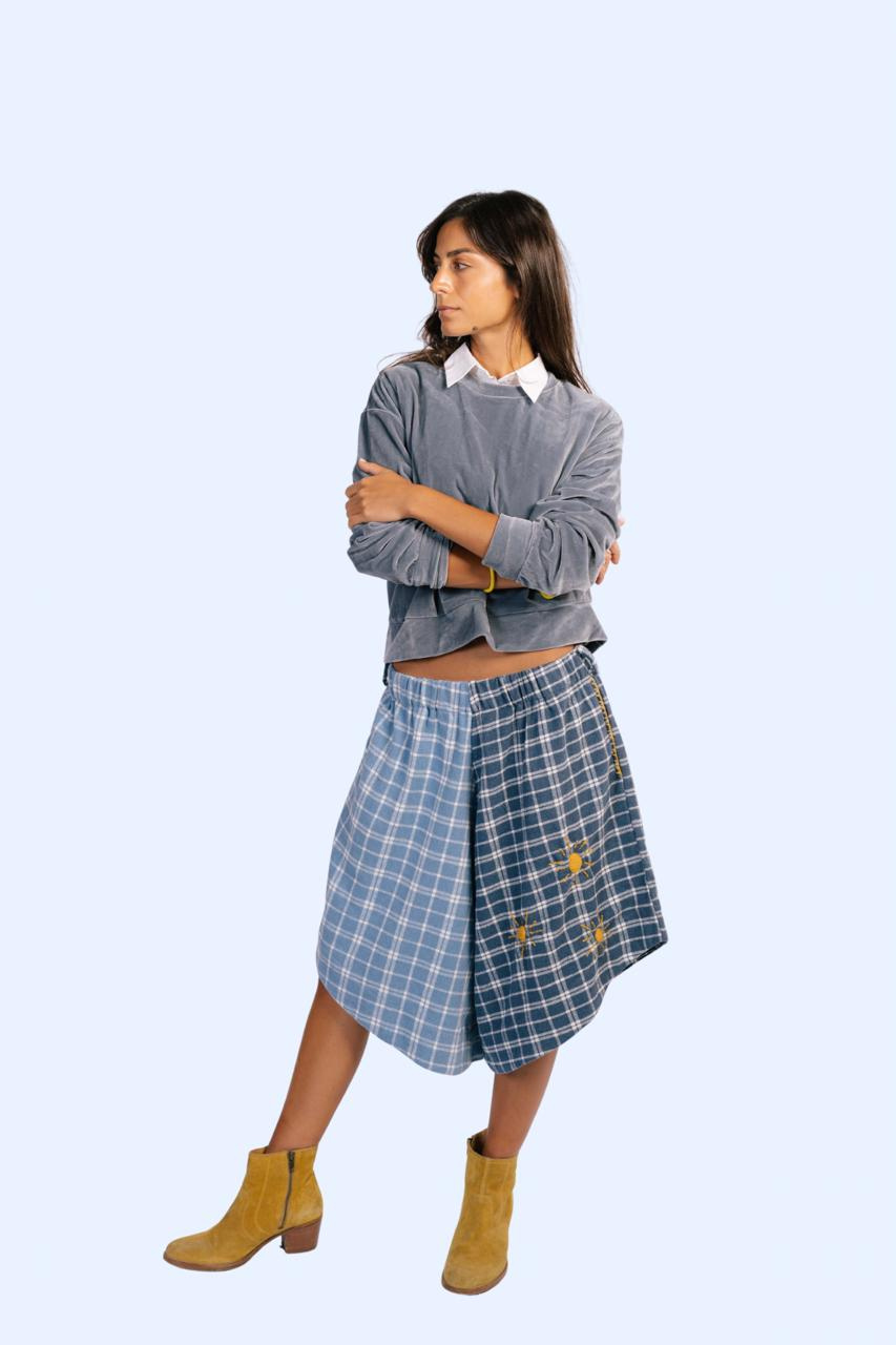 Karohat Madina Shorts in Mixed Blues