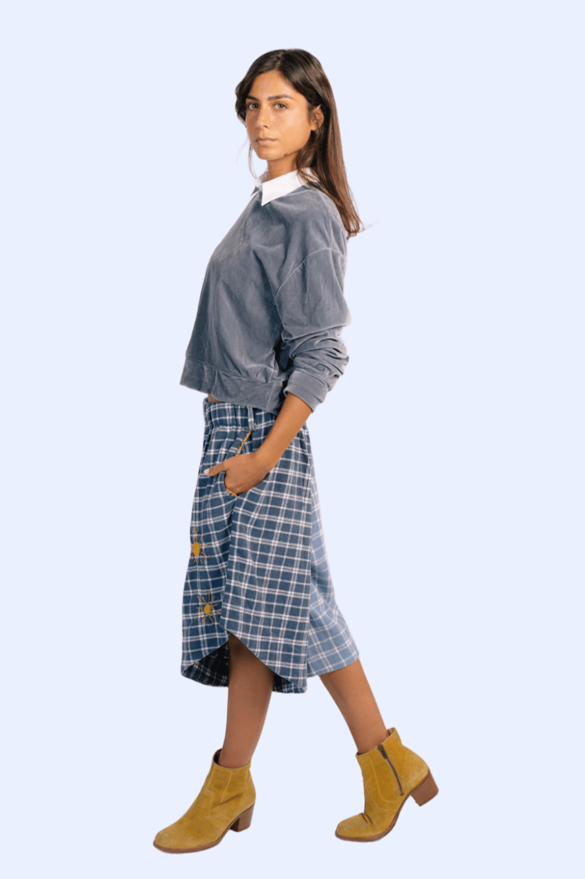 Karohat Madina Shorts in Mixed Blues