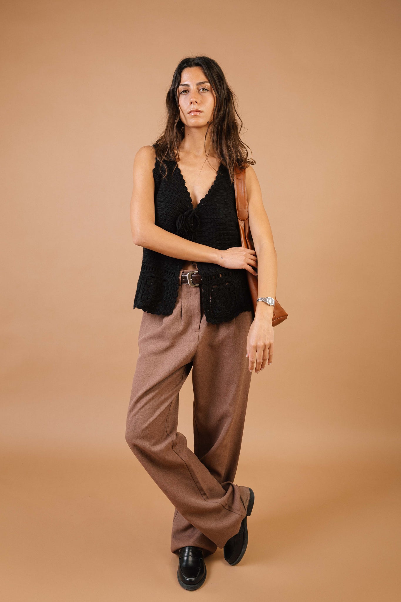 The Lady In Black Knitted Vest