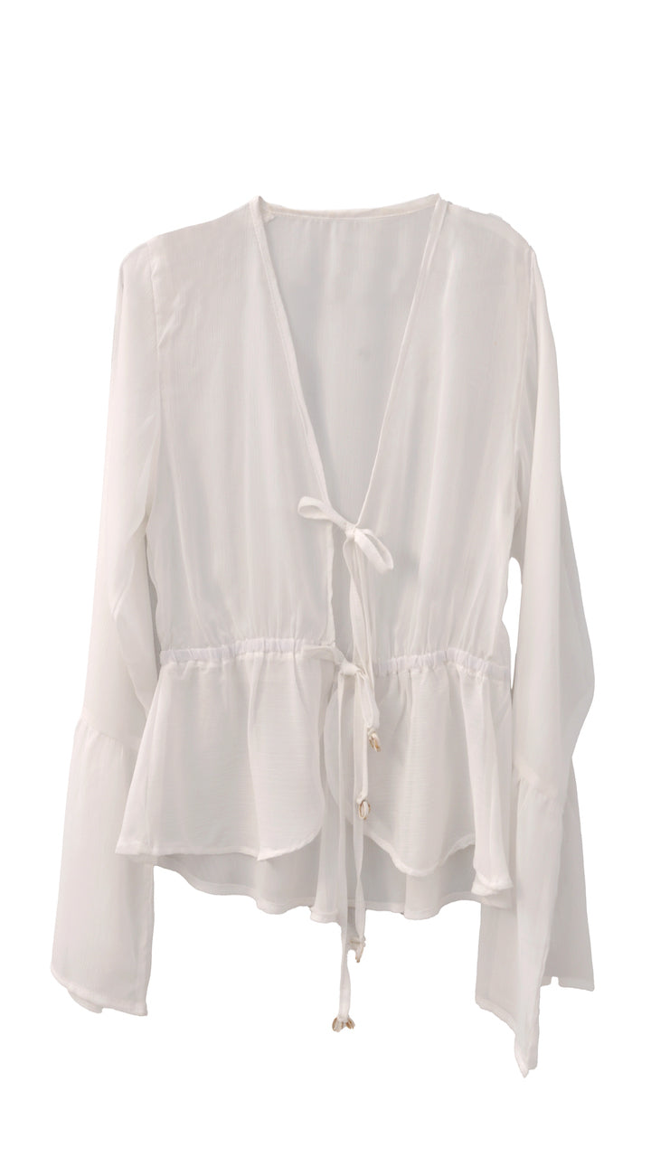 Lucky Lola Chiffon Top in White