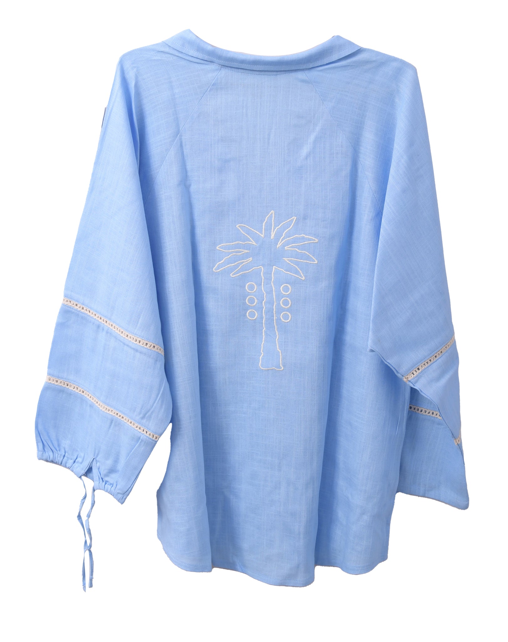 The Aziza Palm Linen Shirt in Baby Blue