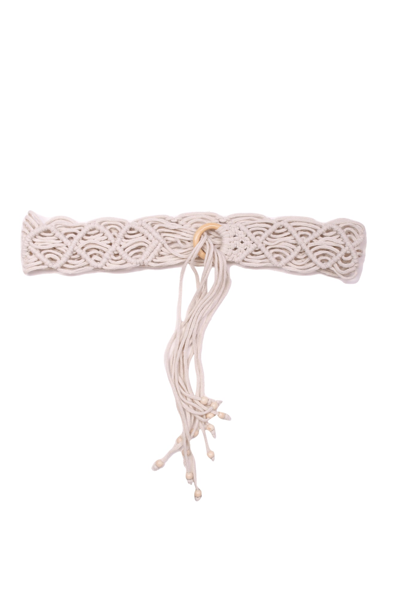 Macrame Handmade Belt In Cream