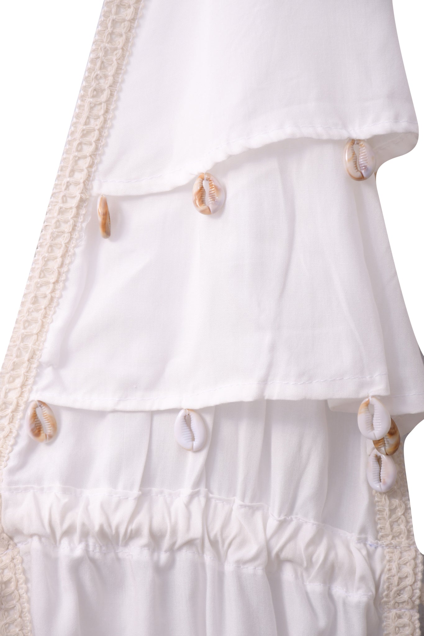 Ruffles & Shells Halter White
