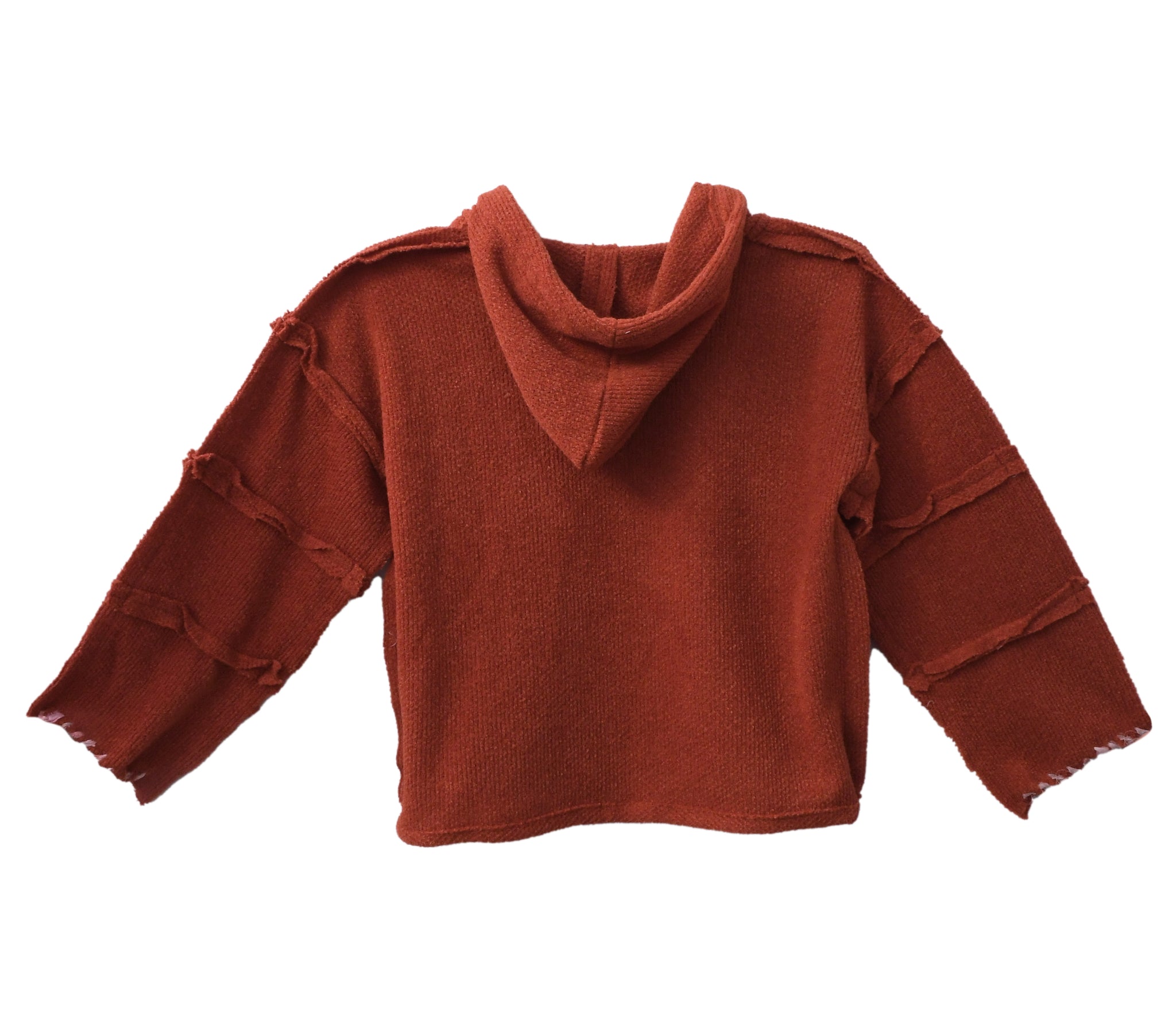 Little Stitched Up Coziness Hoodie in Brick