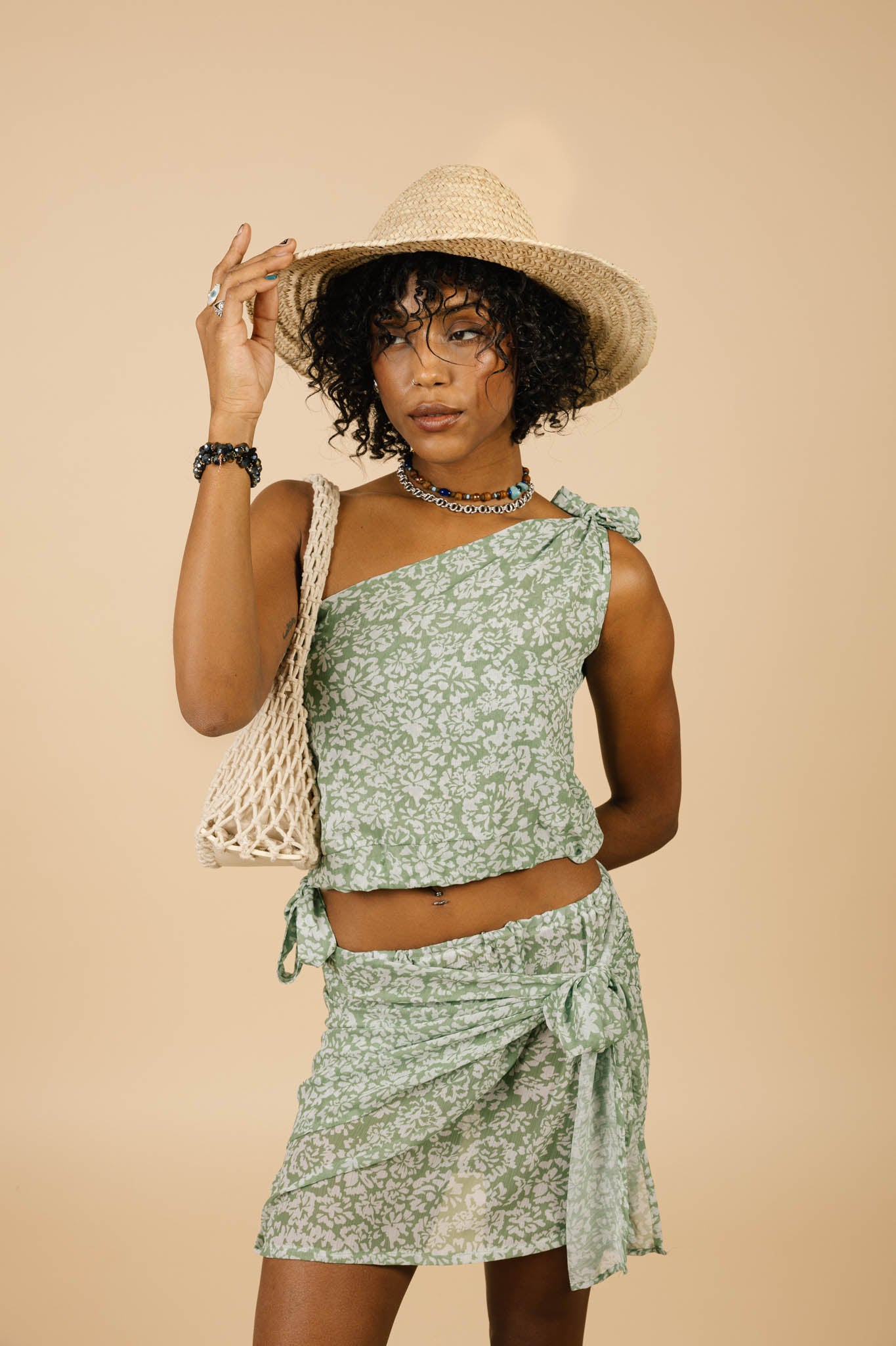 Isla Skirt in Green Blossom Print