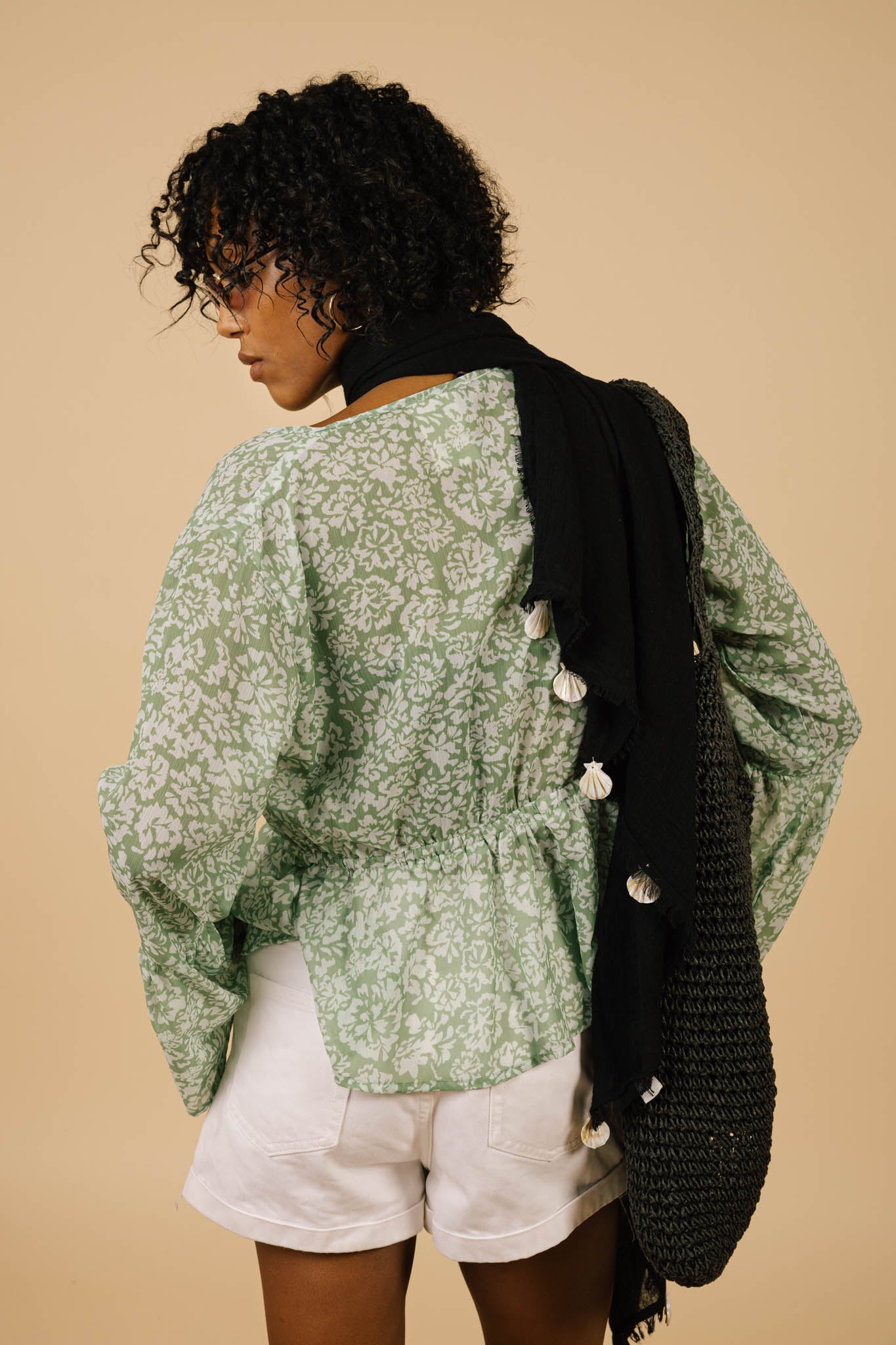 Lucky Lola Chiffon Top in Green Blossom