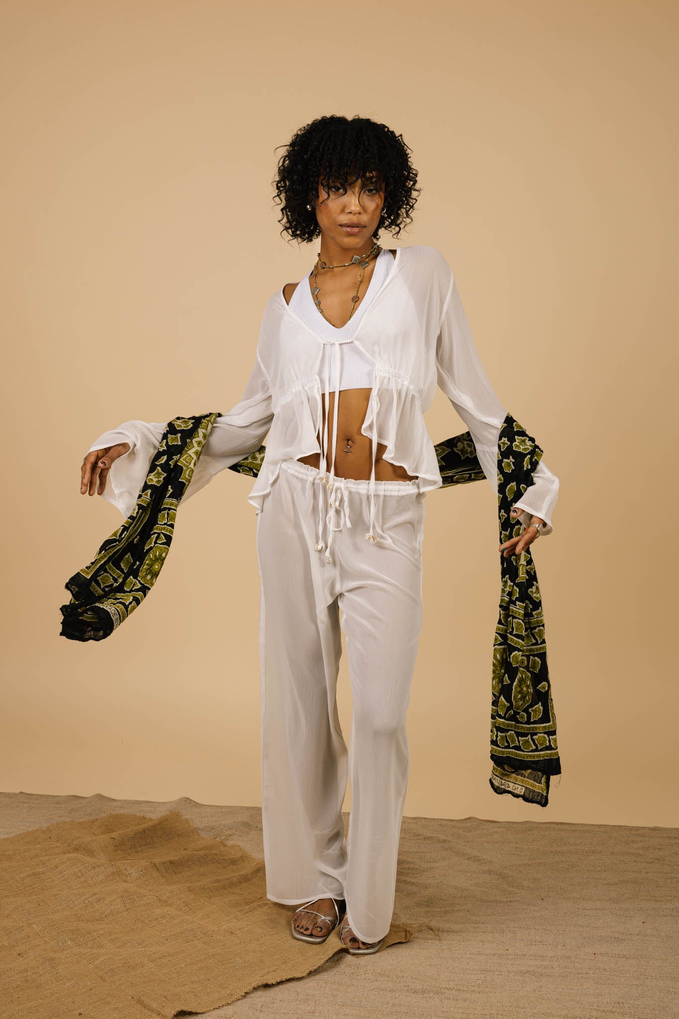 Lucky Lola Chiffon Top in White