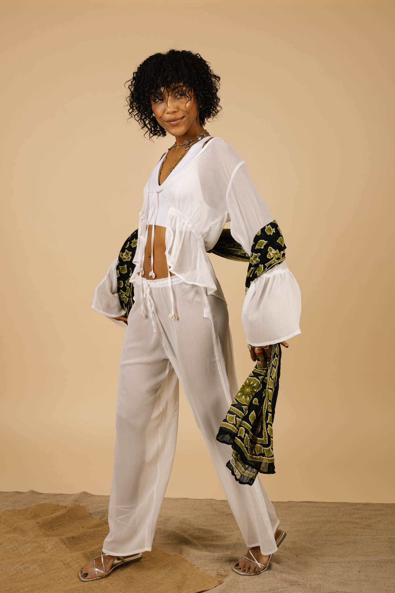 Lucky Lola Chiffon Pants in White