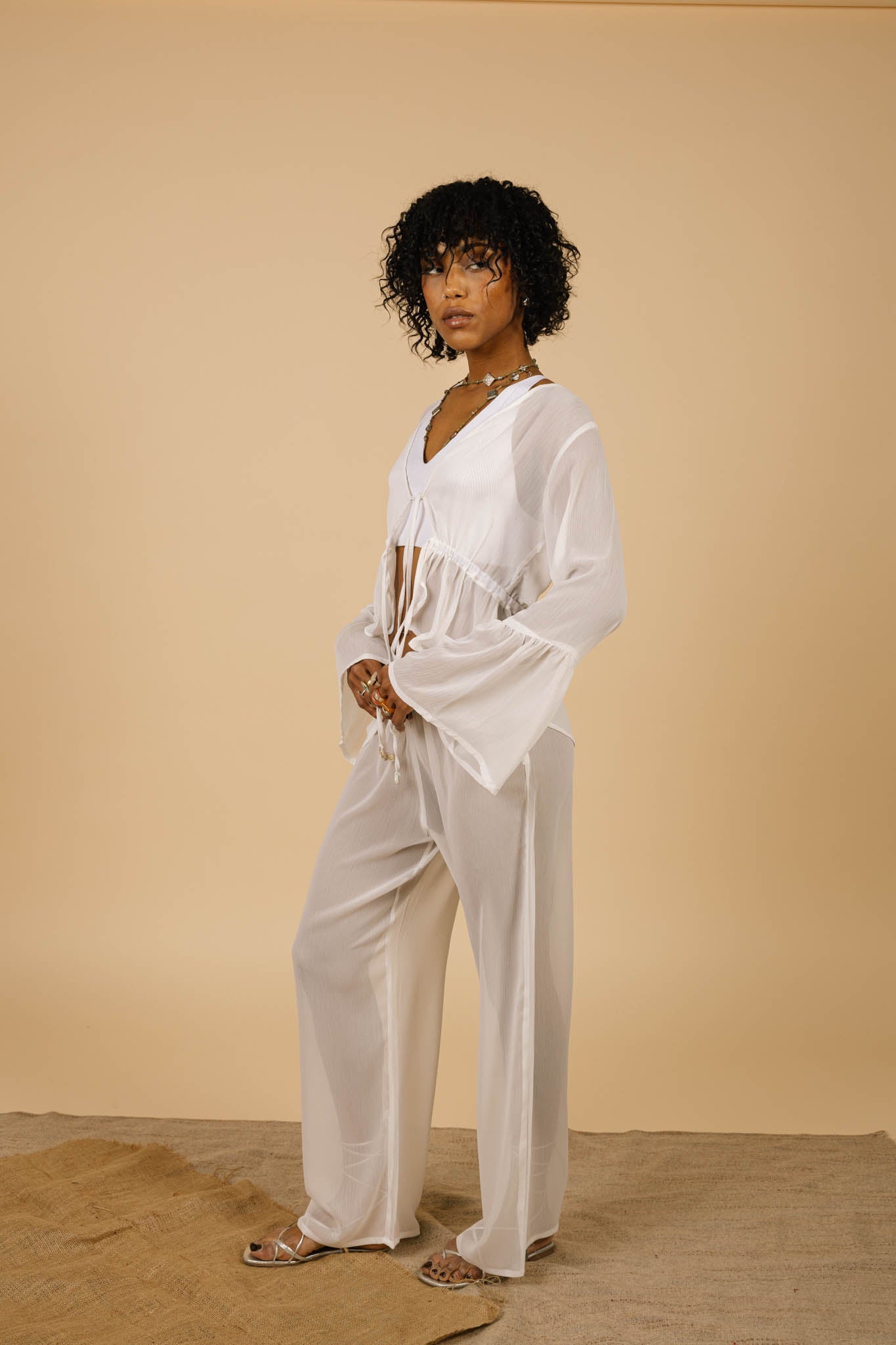 Lucky Lola Chiffon Top in White