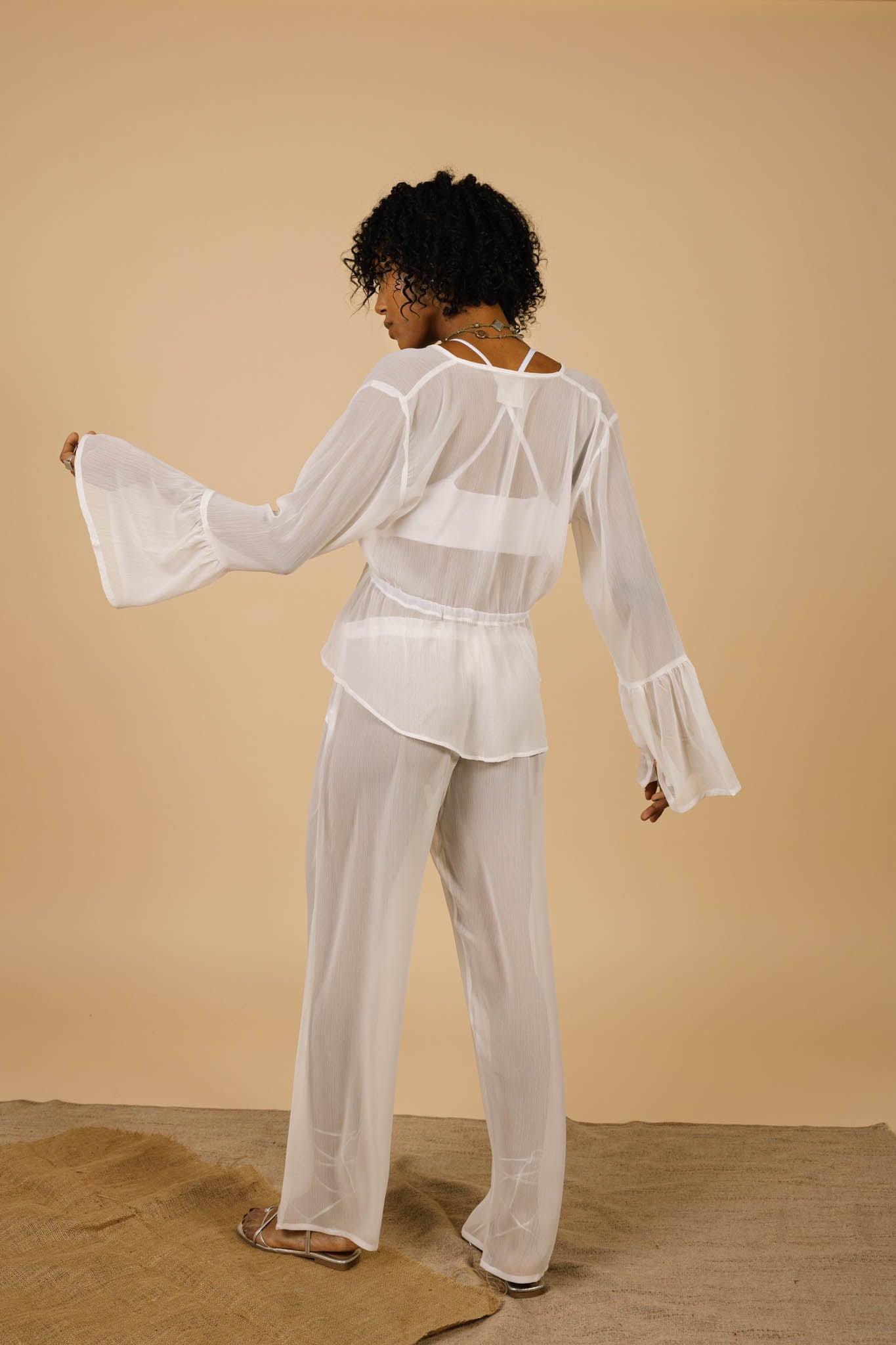 Lucky Lola Chiffon Top in White