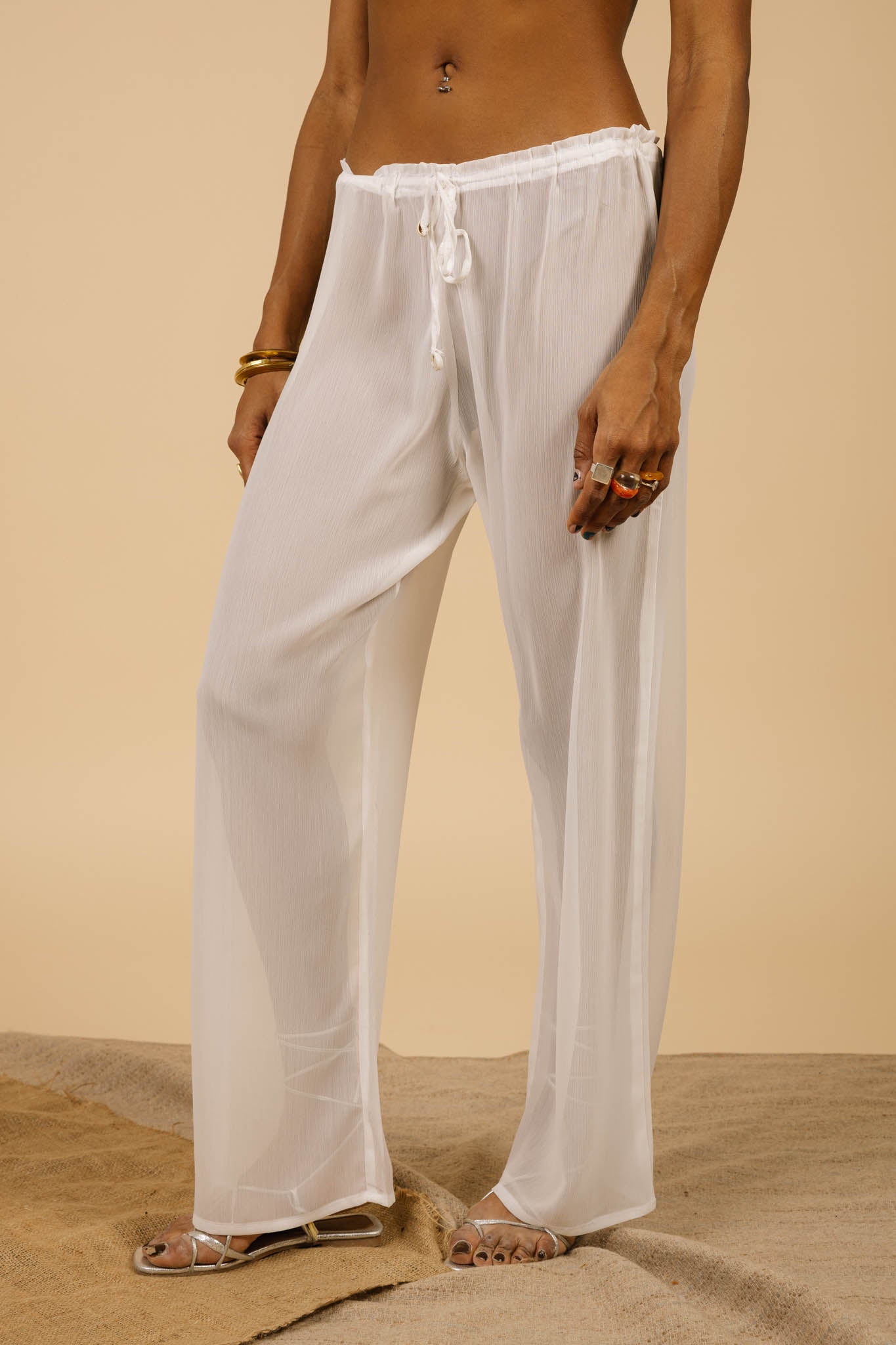 Lucky Lola Chiffon Pants in White