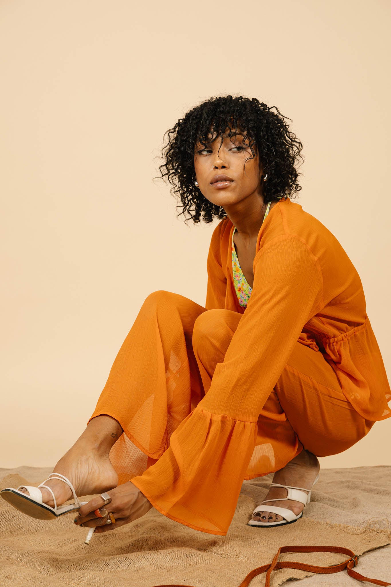 Lucky Lola Chiffon Pants in Peach