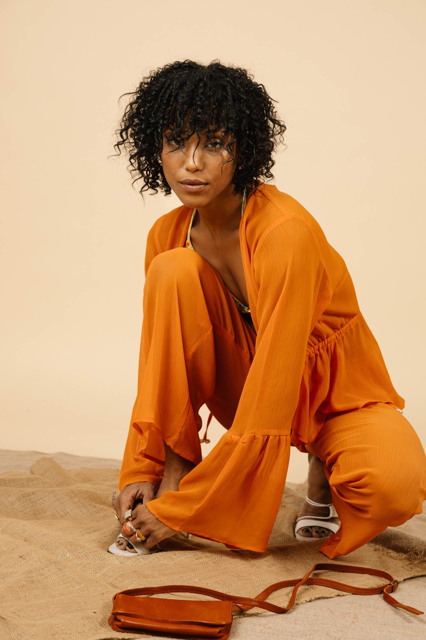 Lucky Lola Chiffon Top in Peach