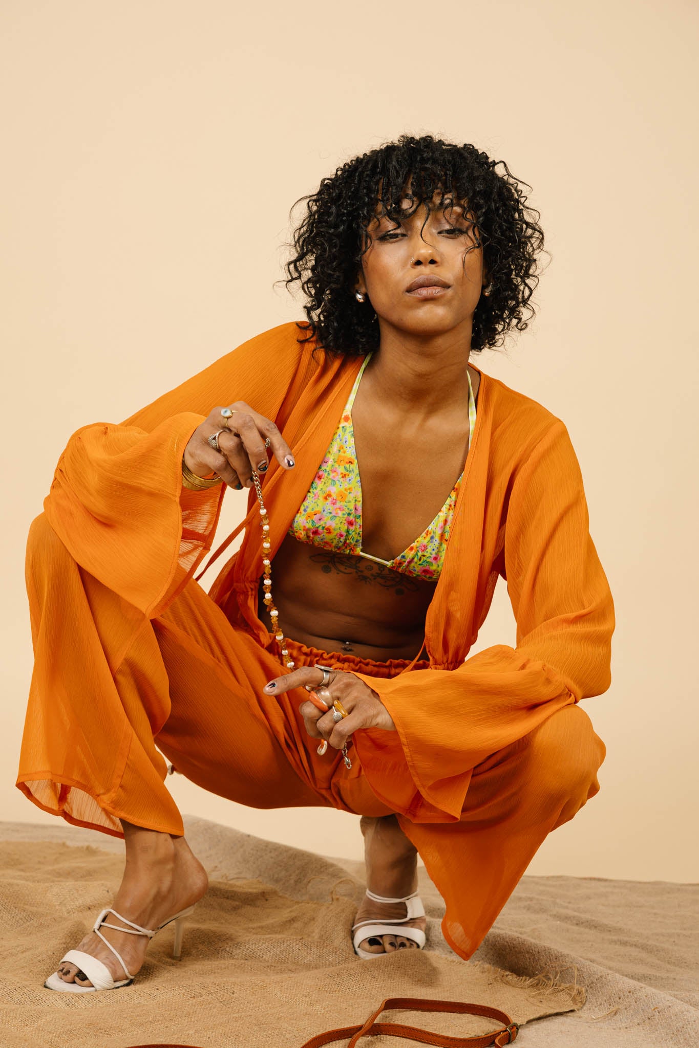 Lucky Lola Chiffon Top in Peach