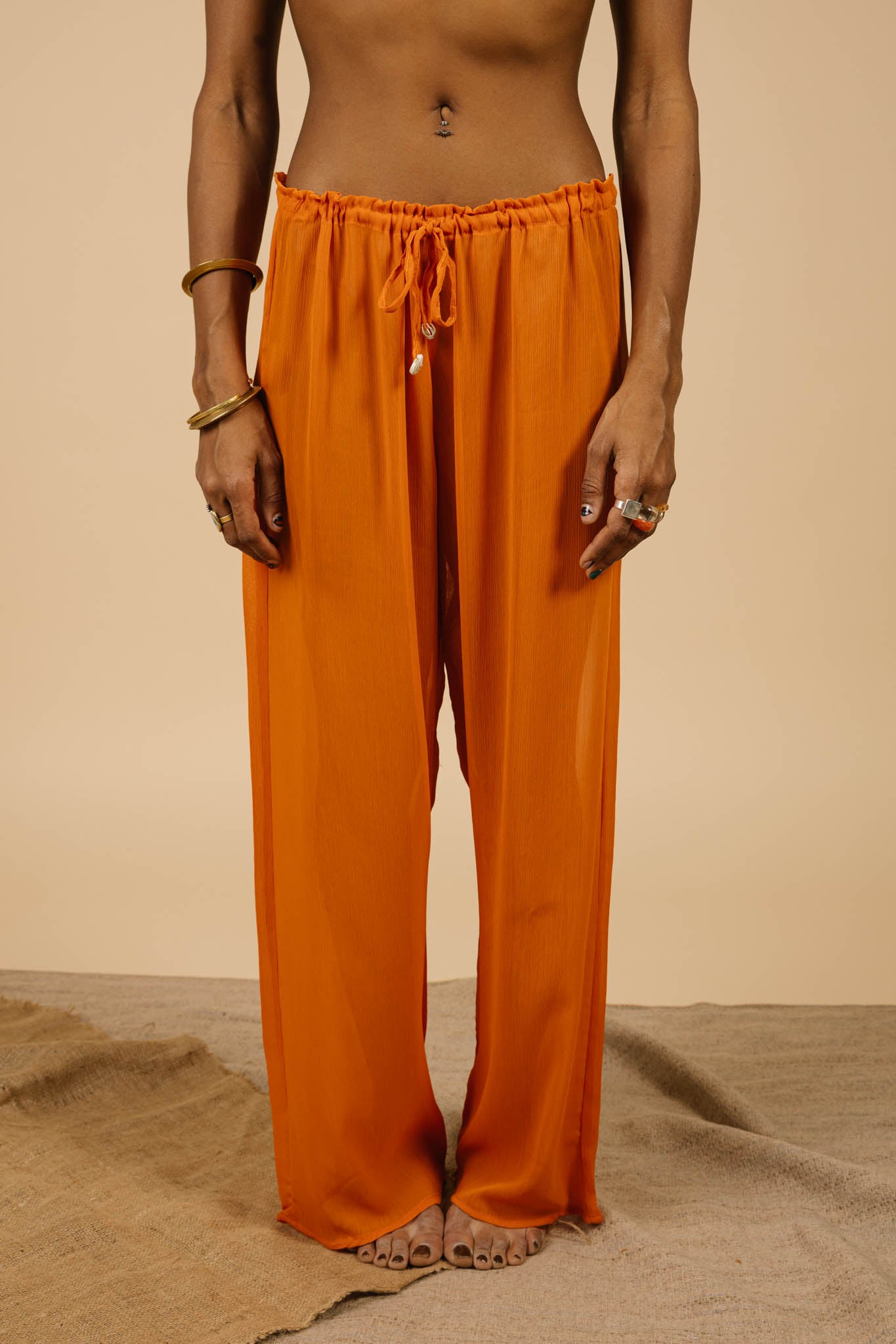 Lucky Lola Chiffon Pants in Peach