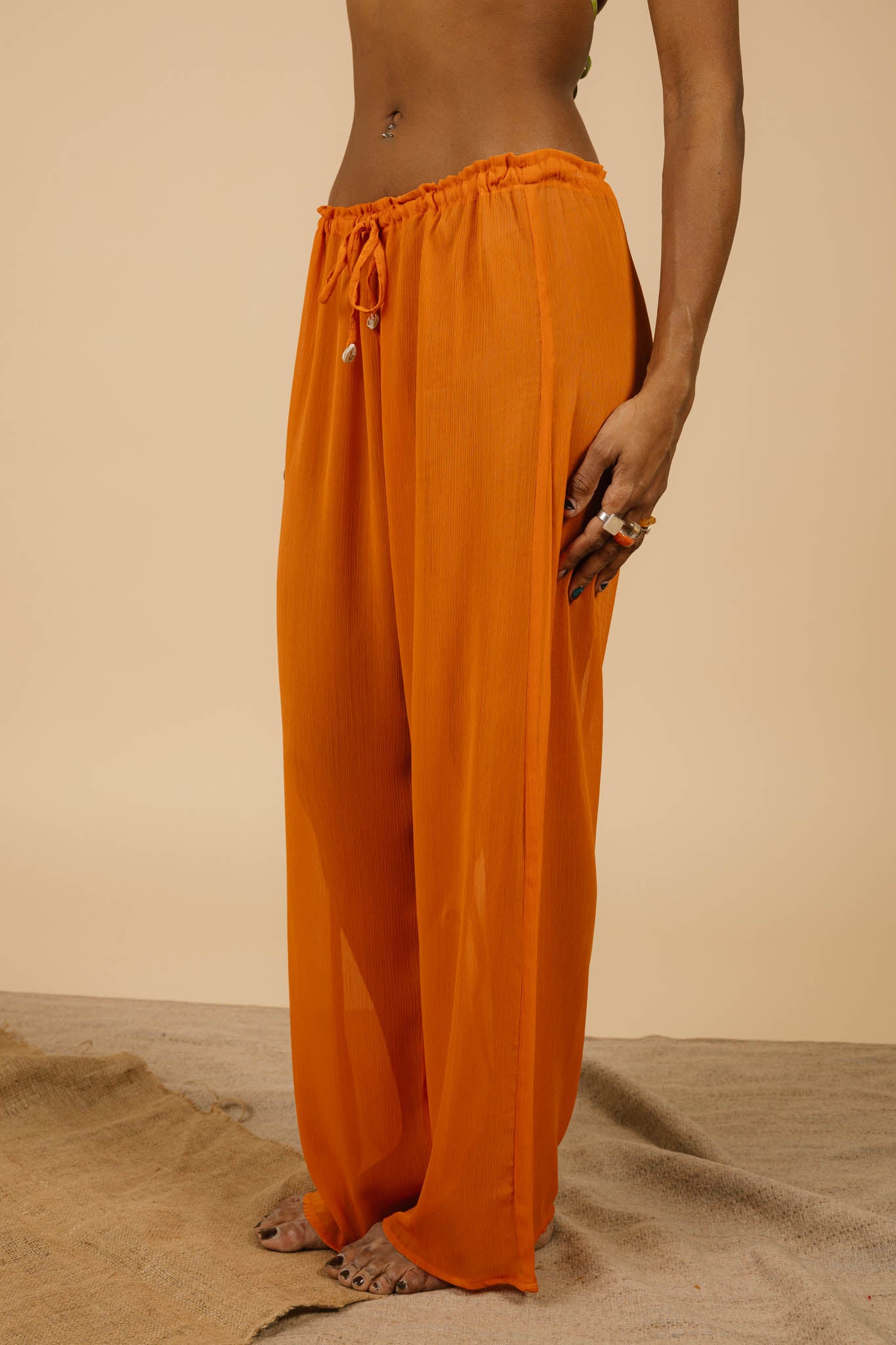 Lucky Lola Chiffon Pants in Peach