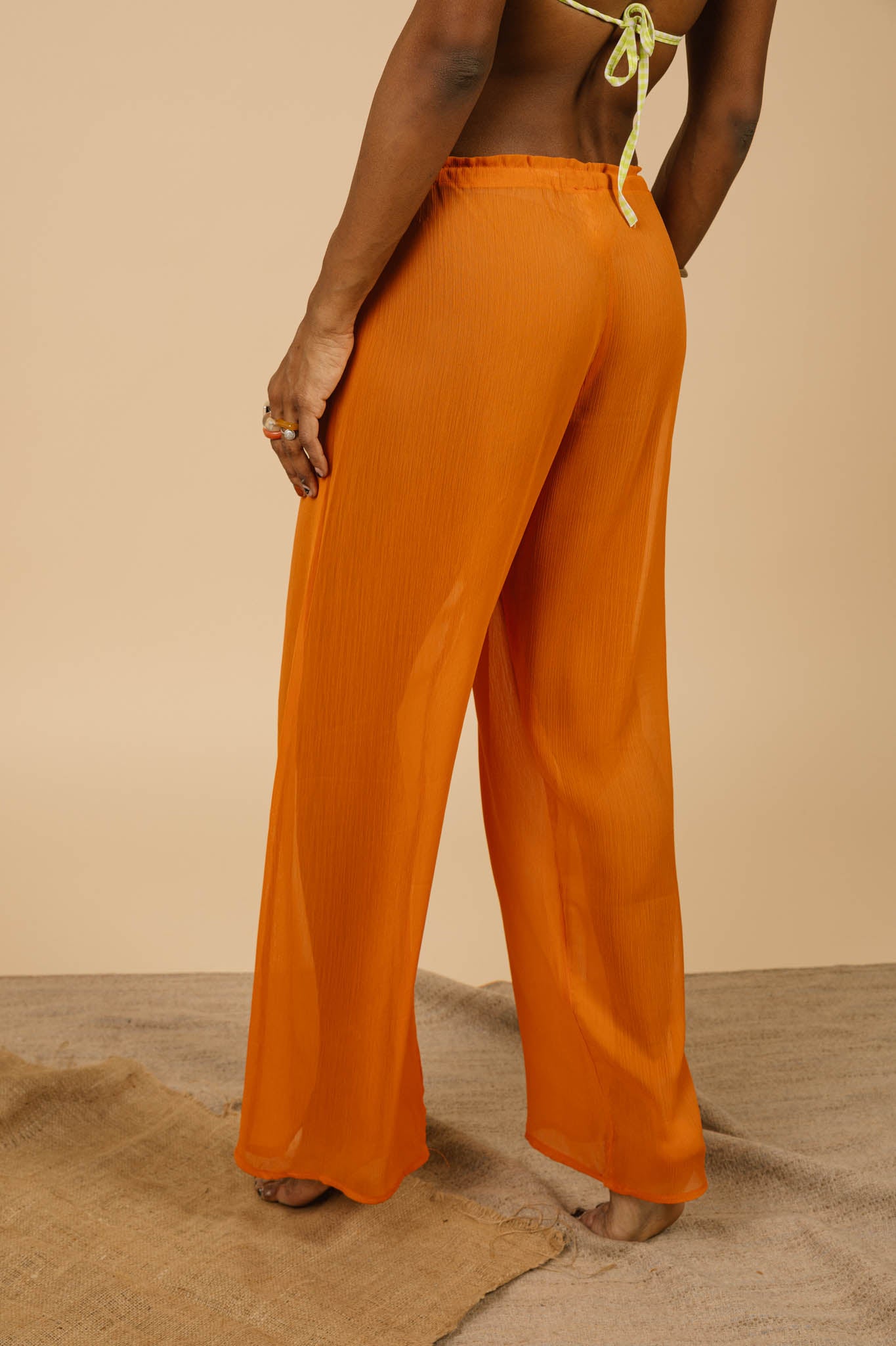 Lucky Lola Chiffon Pants in Peach