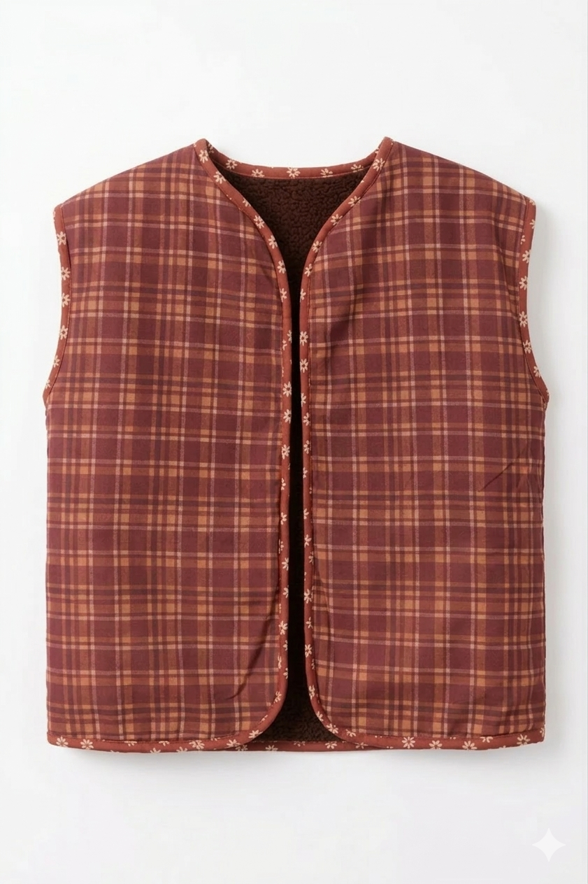 Teddy & Trim Vest in Brown