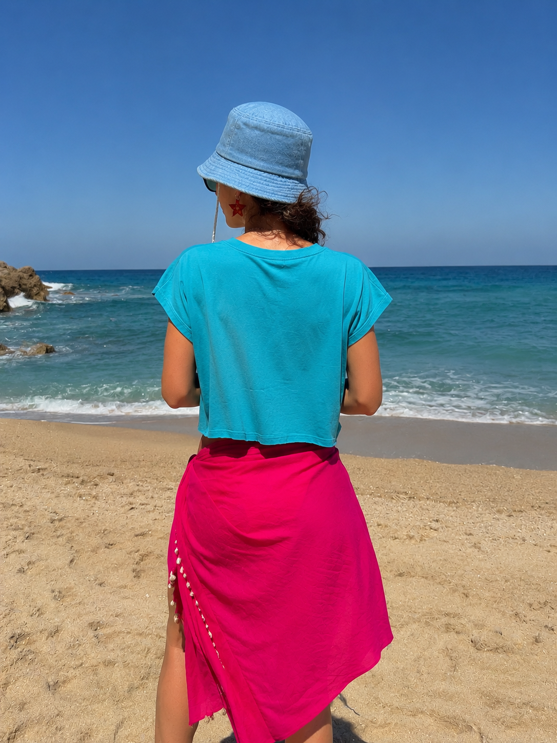 ⁠⁠Sandy Shore Crochet Tee in Turquoise