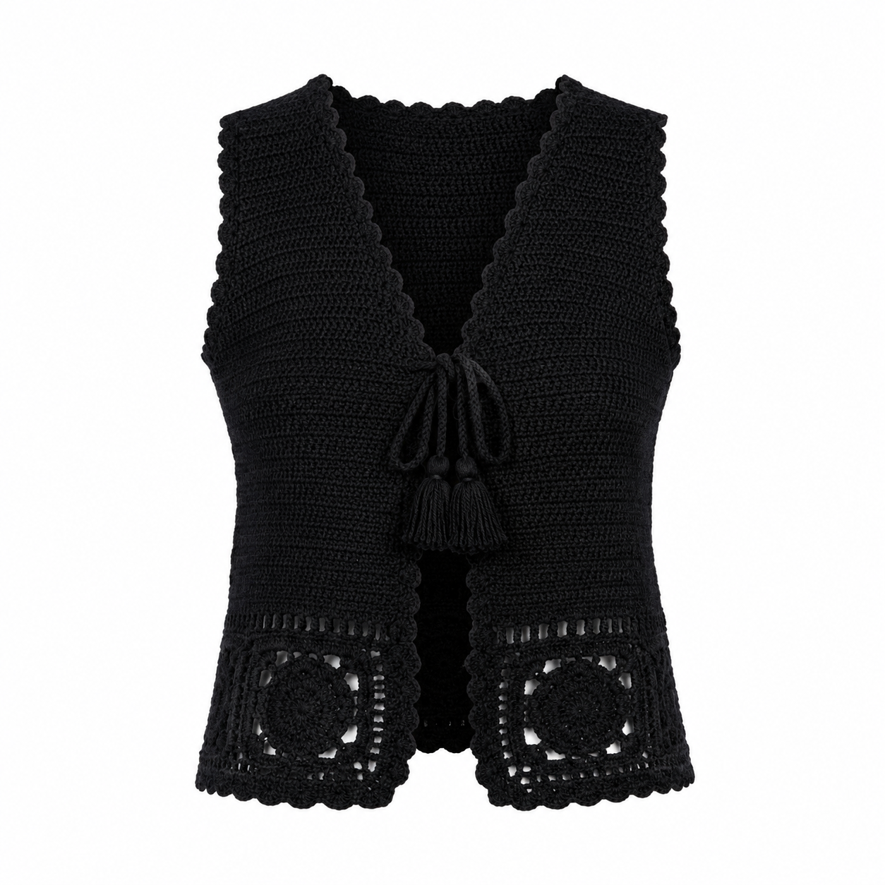 The Lady In Black Knitted Vest