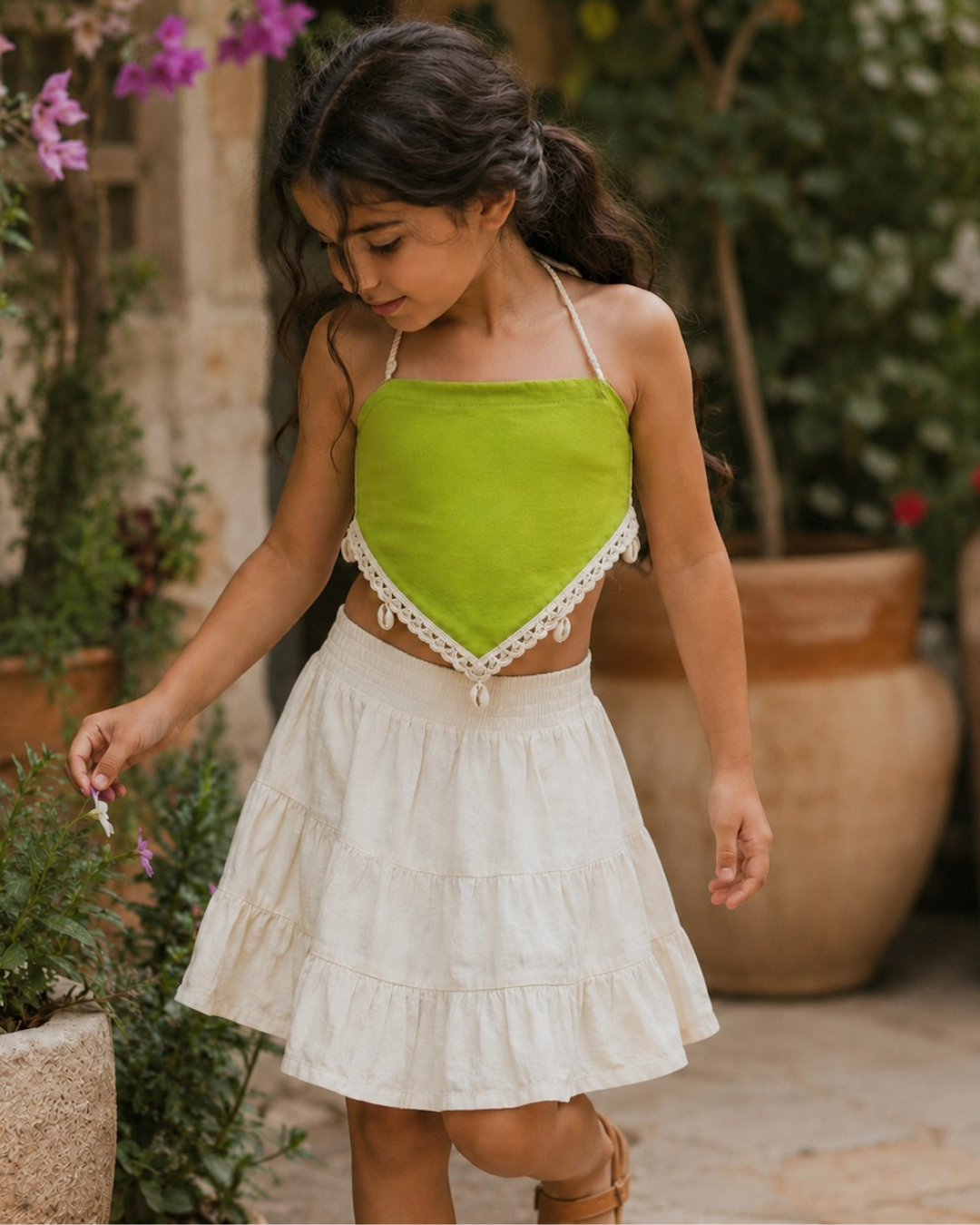 Little Shelly Halter Top Apple Green