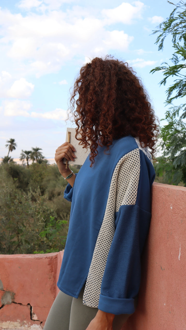 Nile Plaid Sweater in Indigo