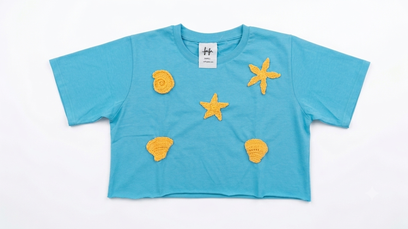 ⁠⁠Sandy Shore Crochet Tee in Turquoise
