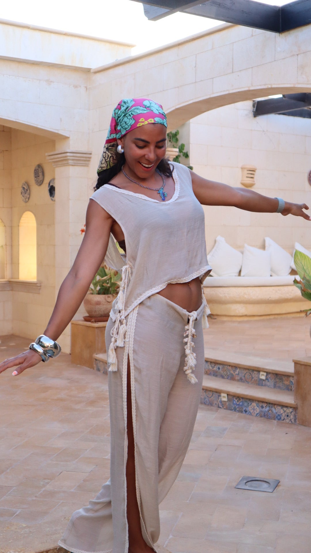 Coastal Slits Top In Cafe