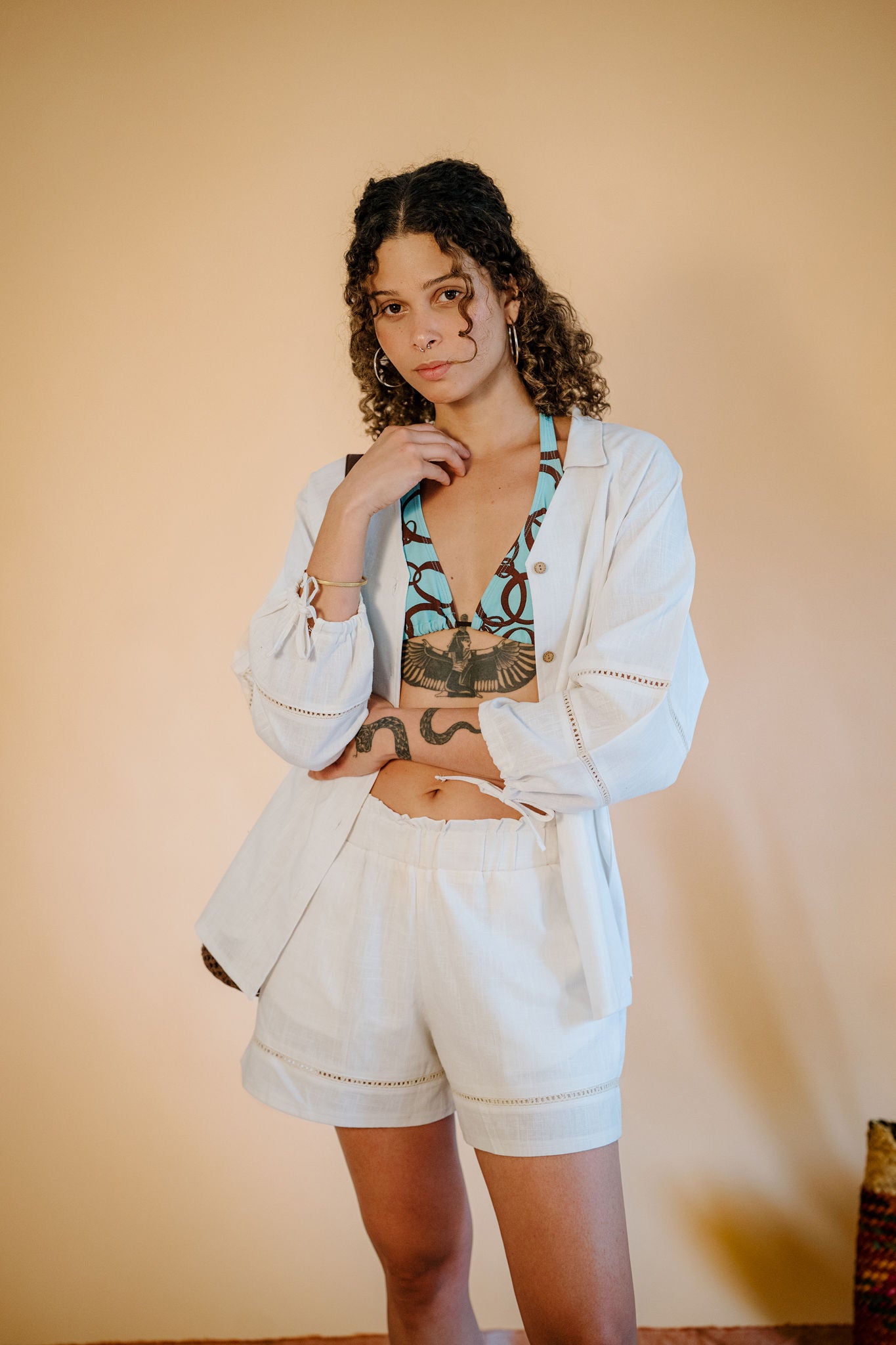 The Aziza Linen Short In Cream