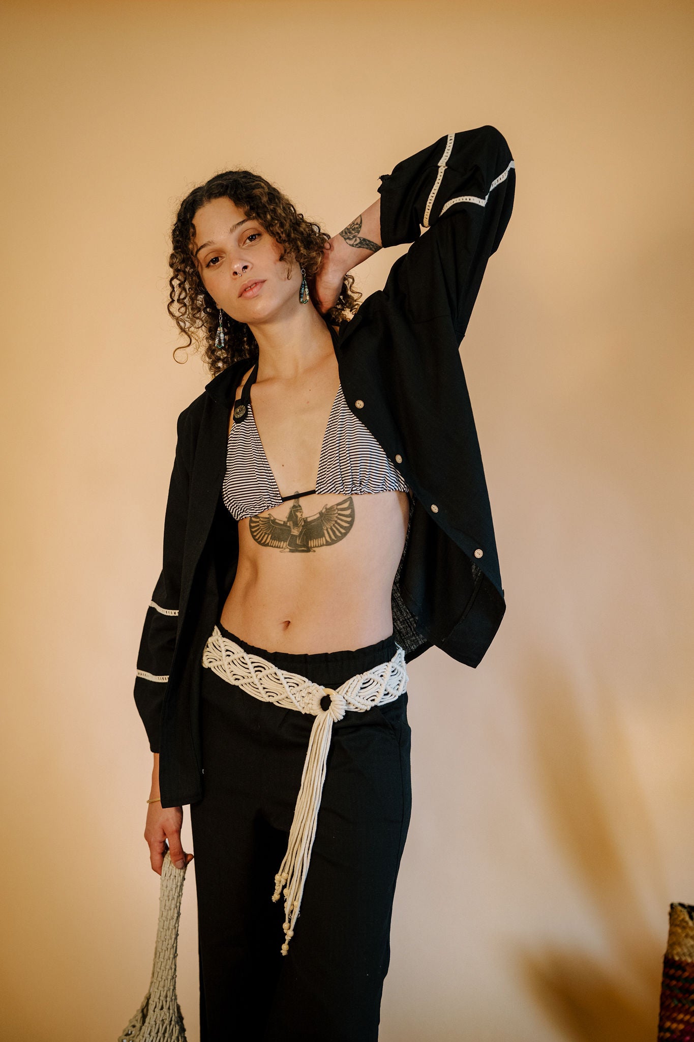 Macrame Handmade Belt In Cream