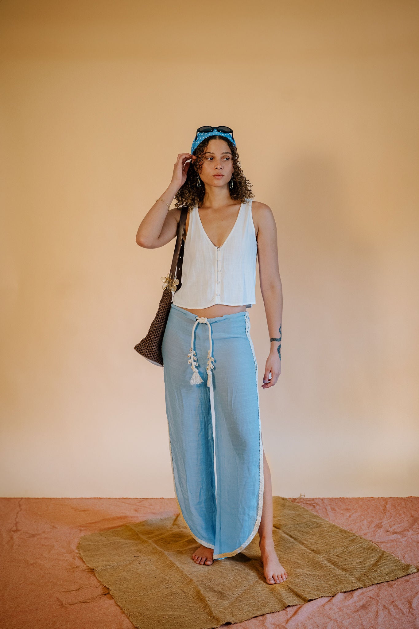 Coastal Slits Pants in Baby Blue