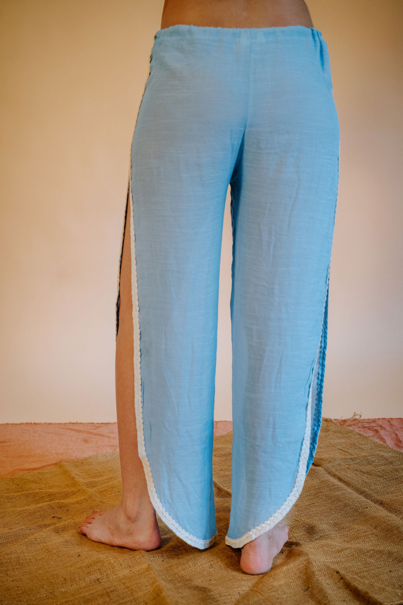 Coastal Slits Pants in Baby Blue
