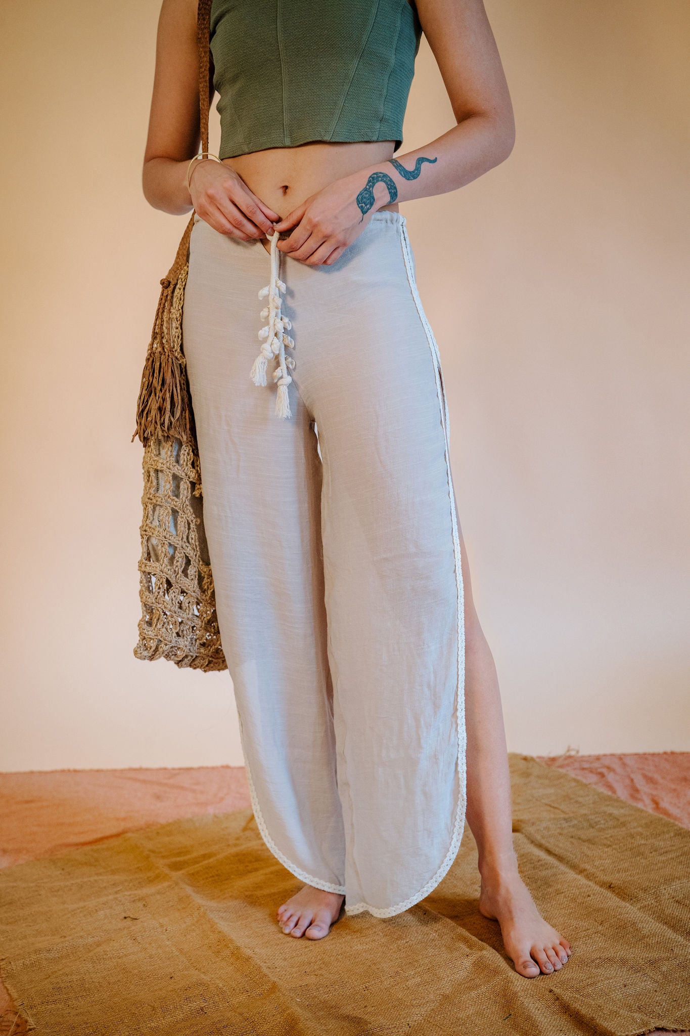 Coastal Slits Pants in Cafe