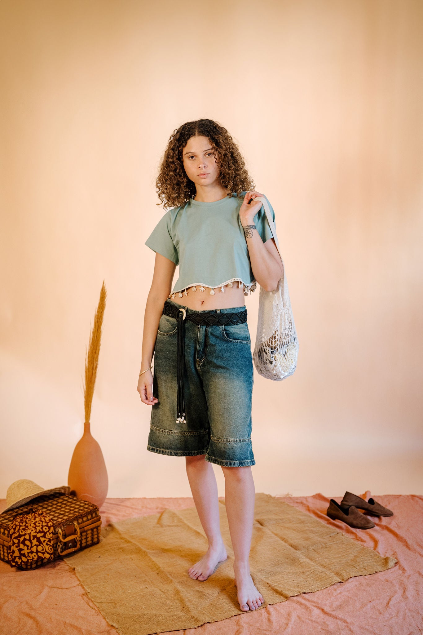 Mint Shella Cropped Tee