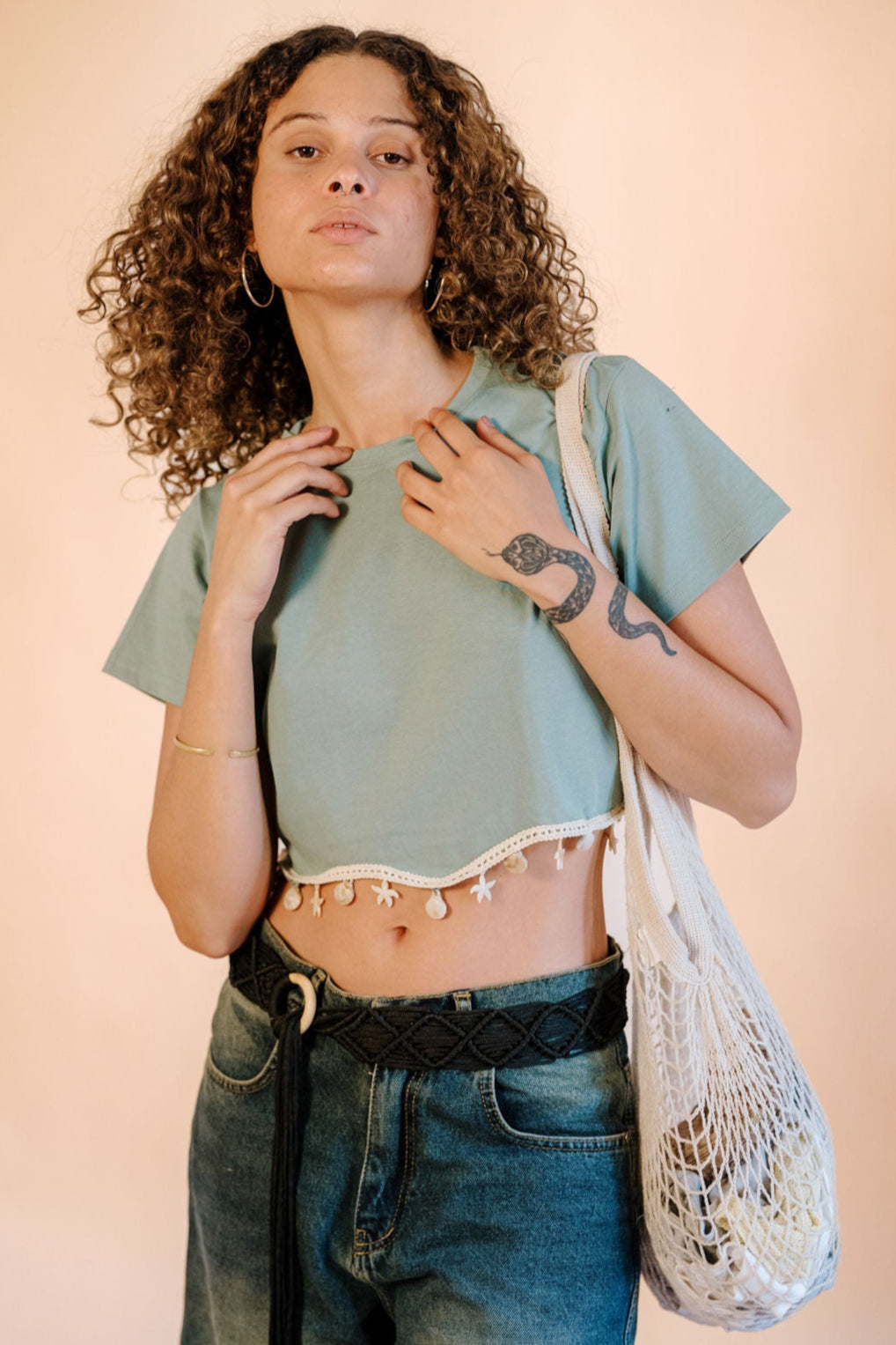 Mint Shella Cropped Tee