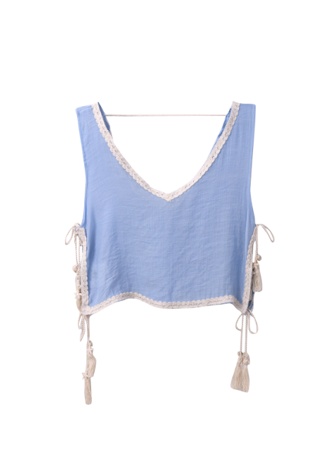 Coastal Slits Top In Baby Blue