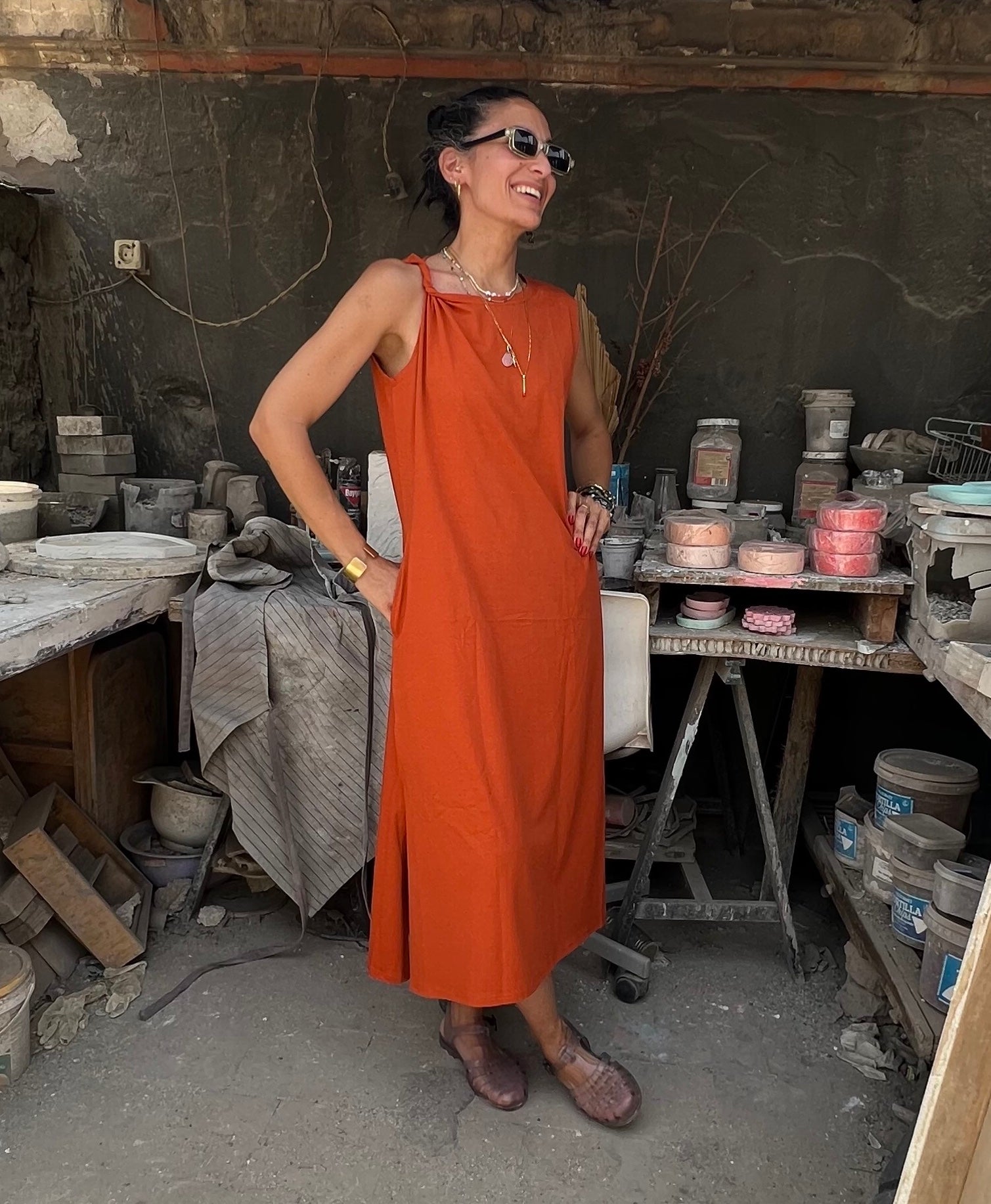 Cairo Dress in Brick