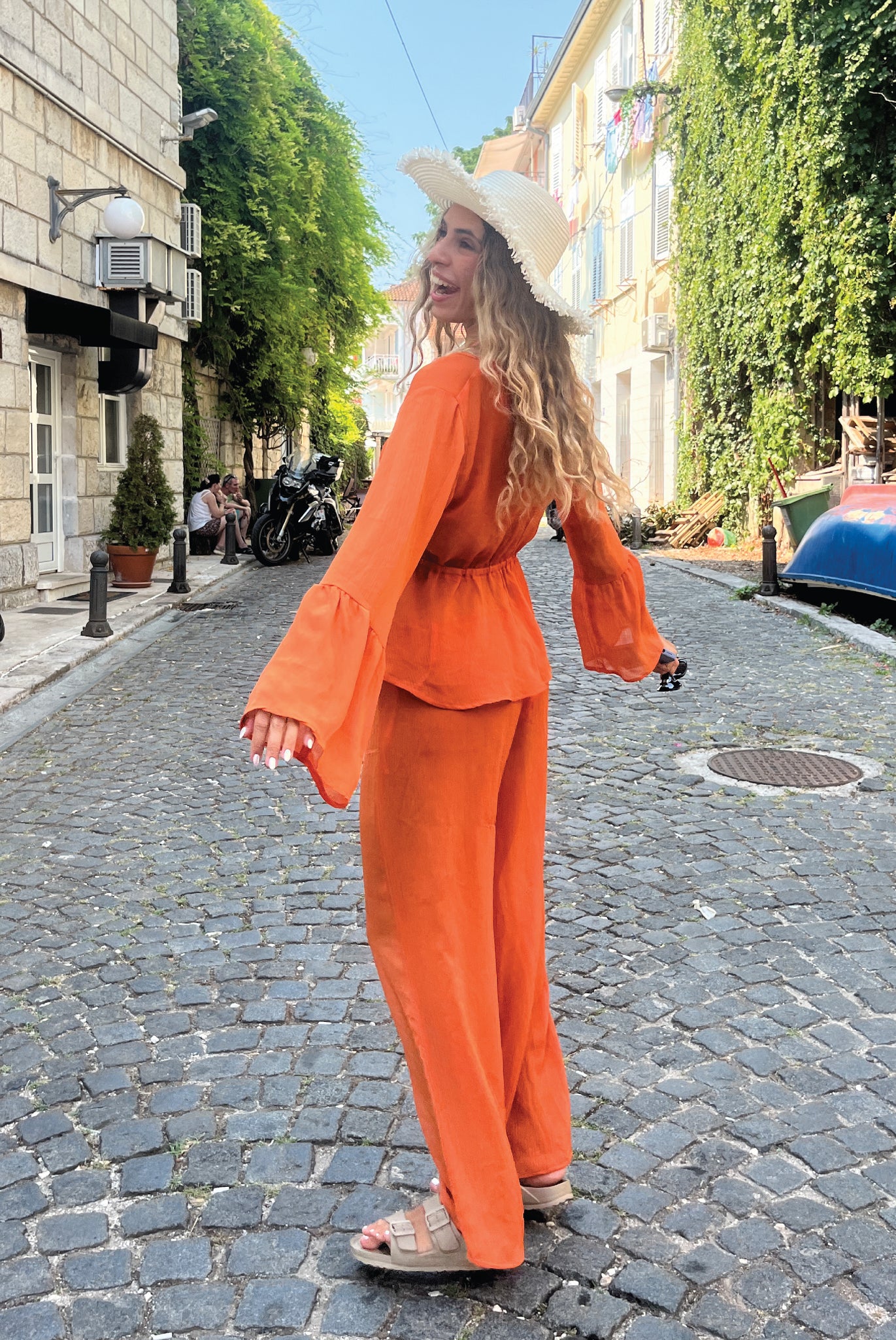 Lucky Lola Chiffon Pants in Peach