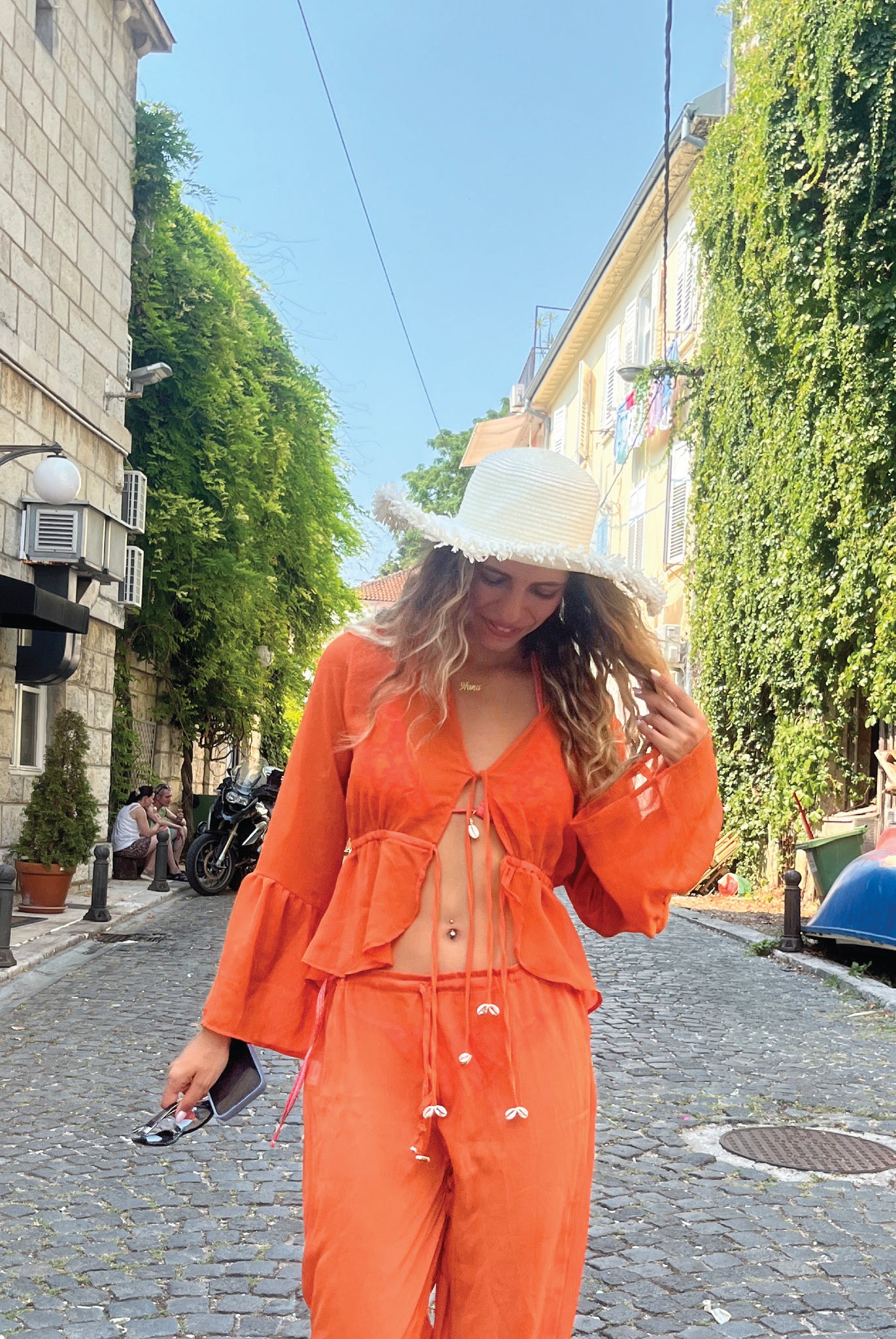 Lucky Lola Chiffon Top in Peach