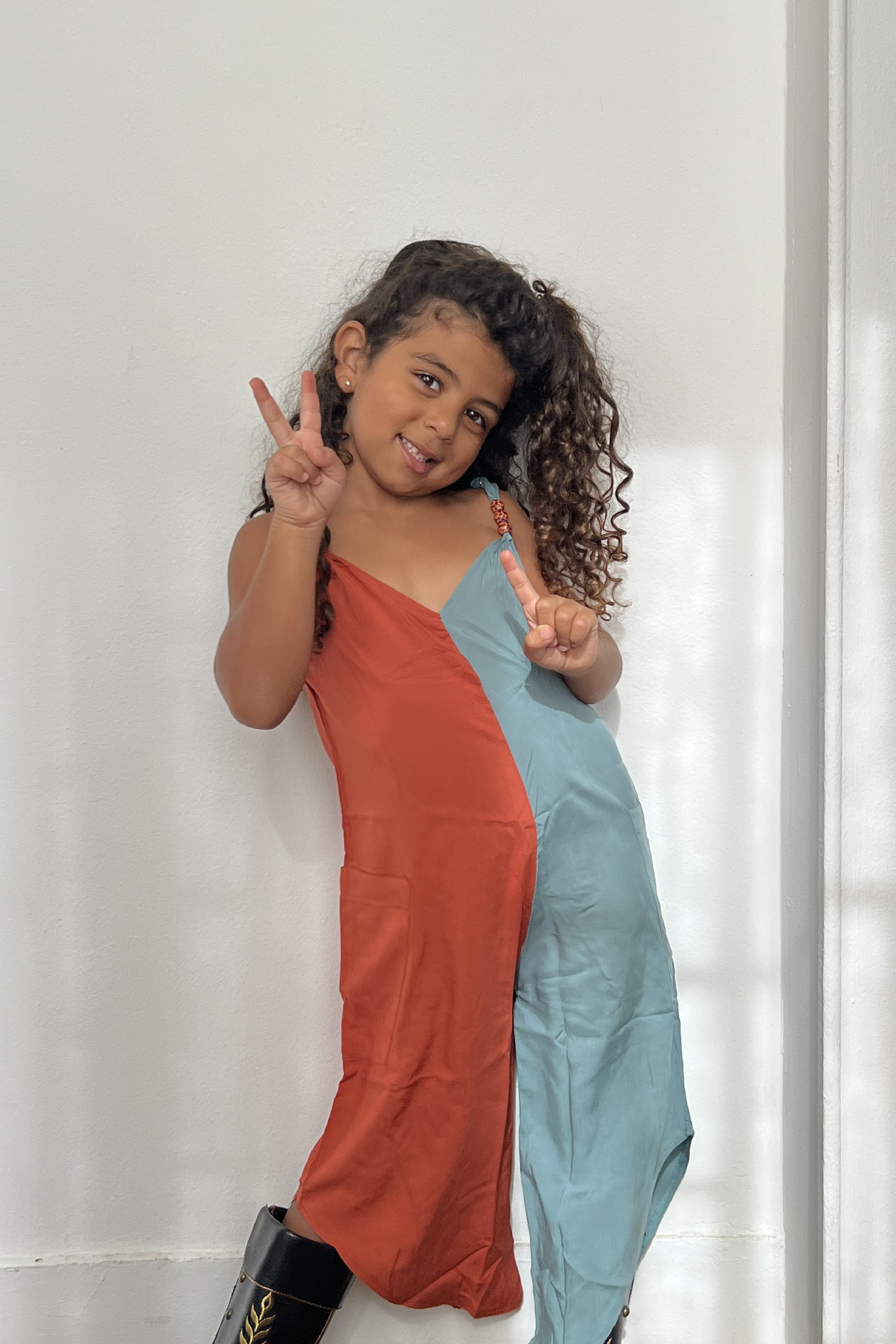 Little Rayegreh Aqua Papaya Jumpsuit