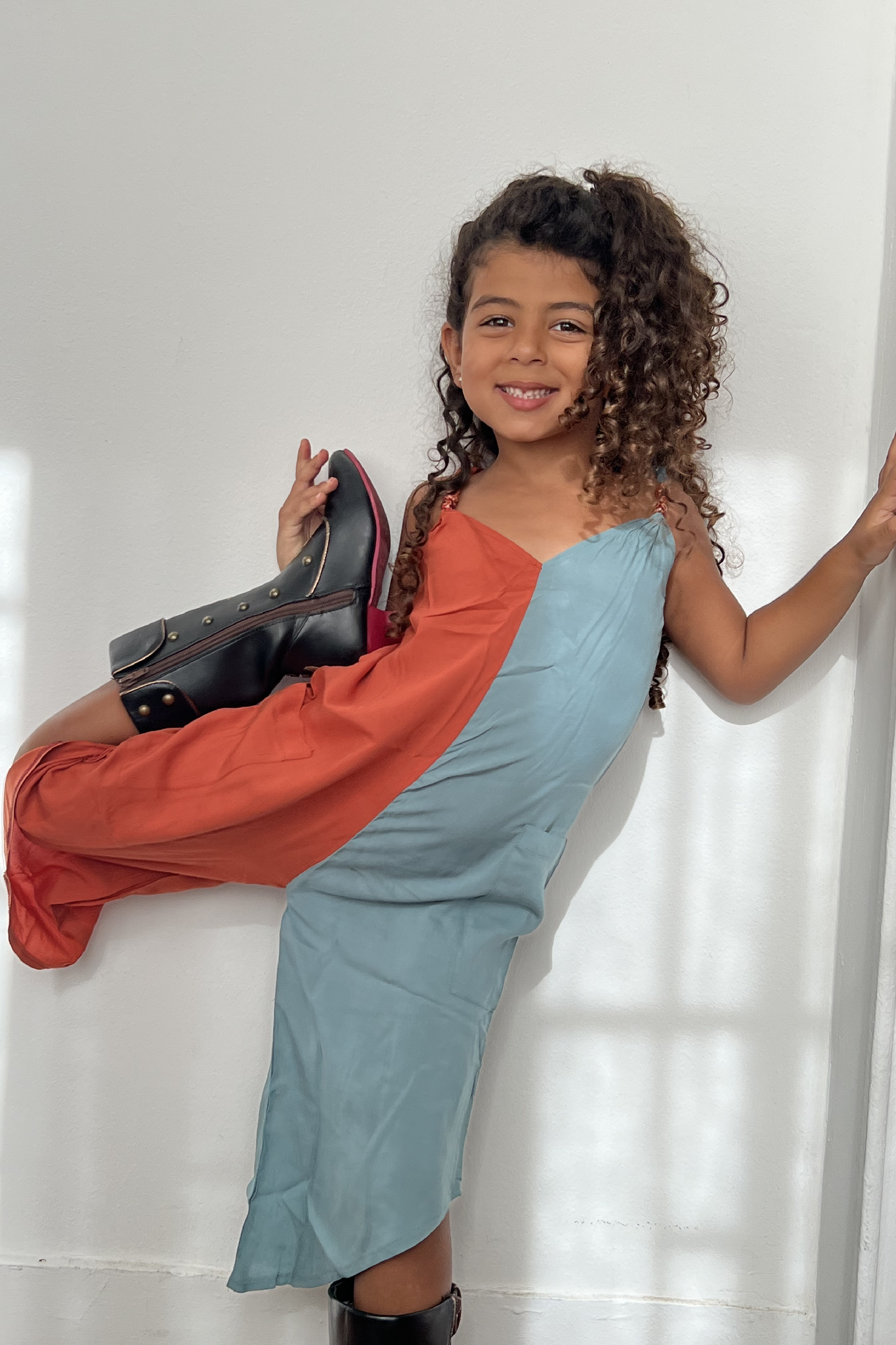 Little Rayegreh Aqua Papaya Jumpsuit