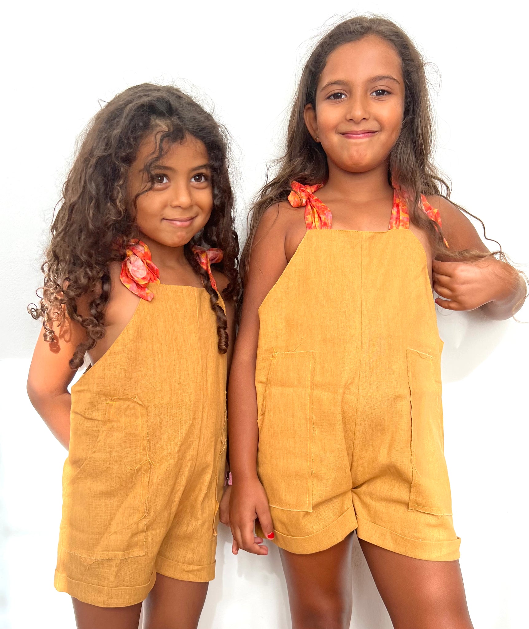 mini linen yellow romper