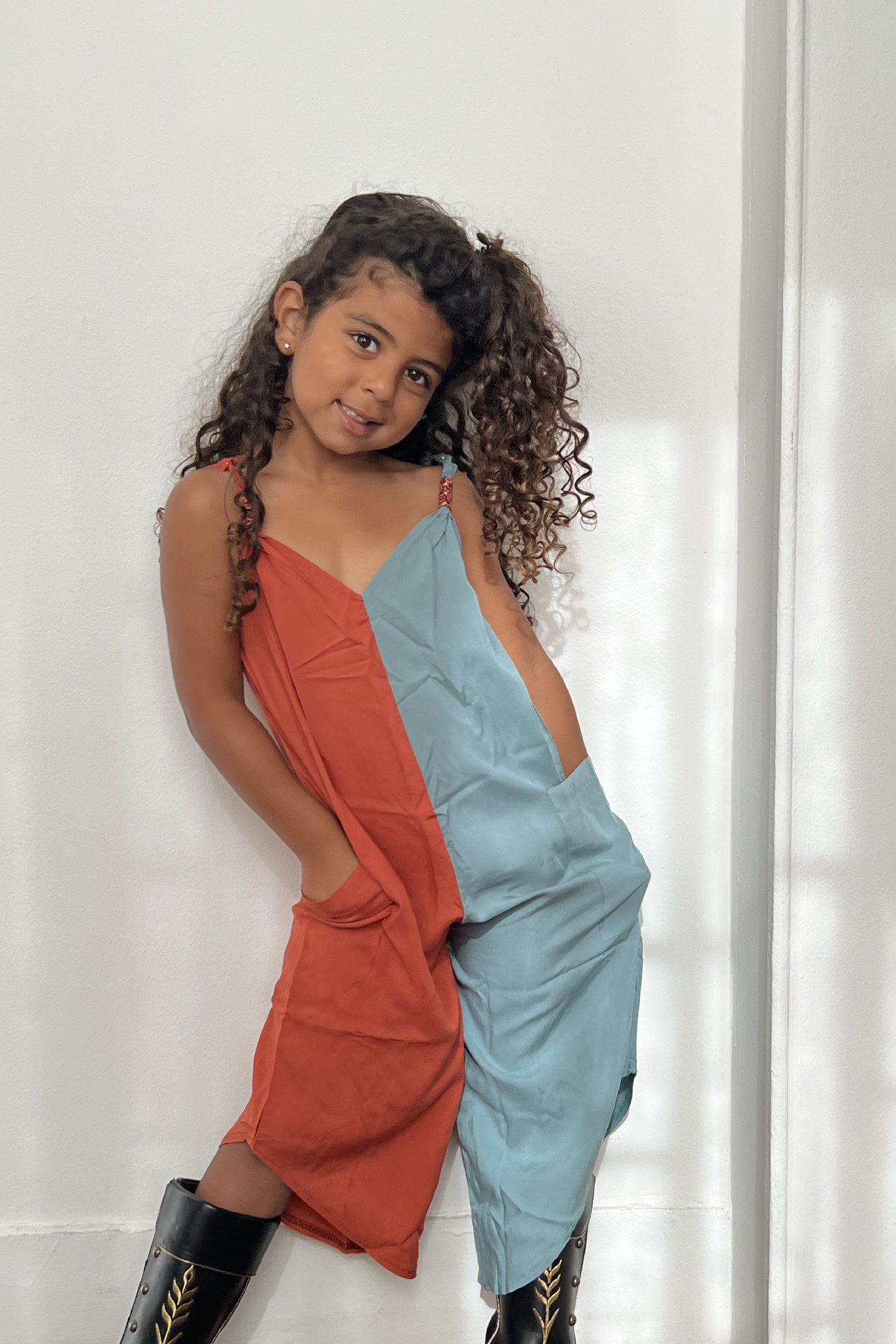 Little Rayegreh Aqua Papaya Jumpsuit